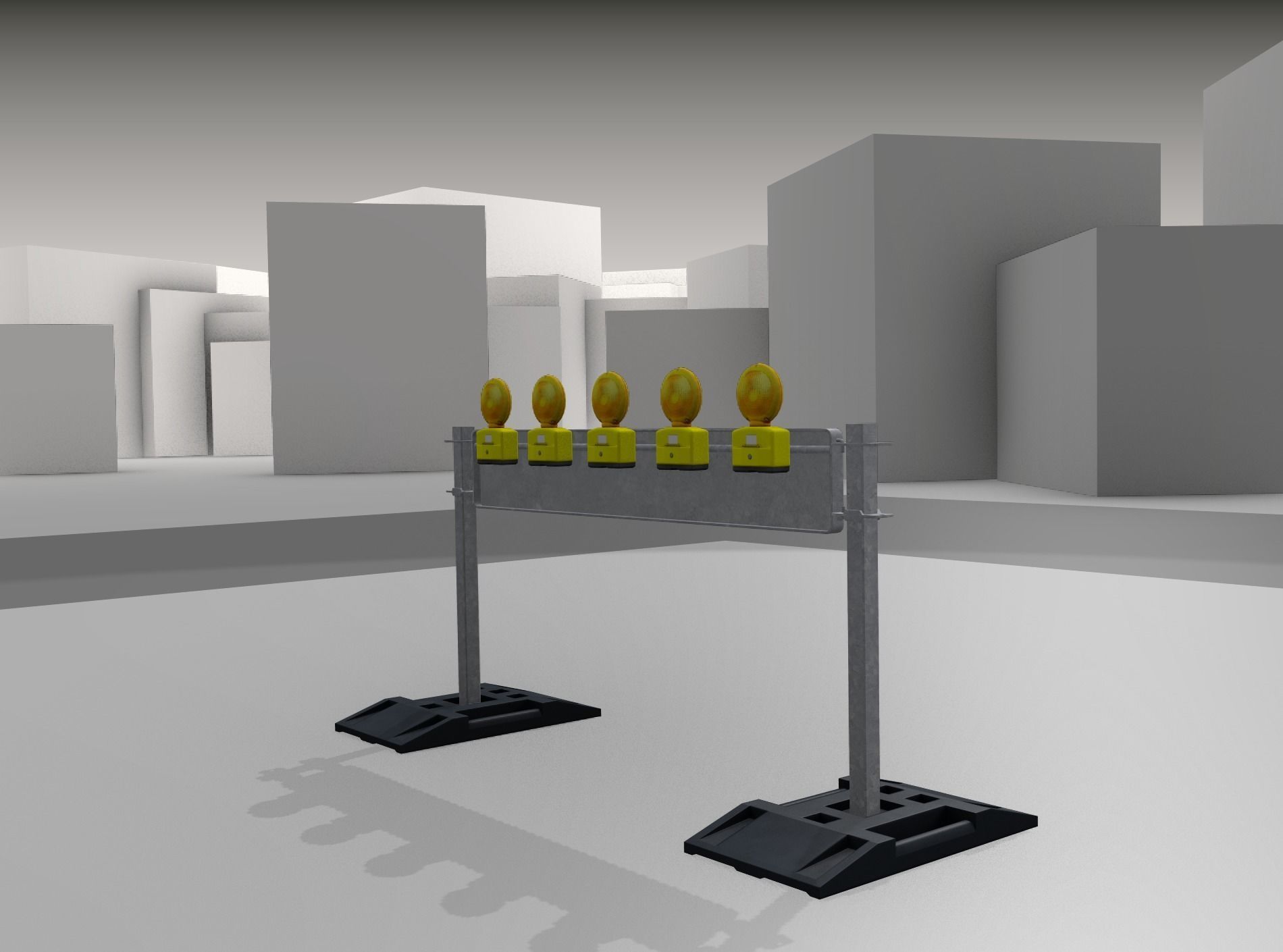 Construction Barrier 5 with warning lights 600-34 250x1600mm Low-poly 3D model_32