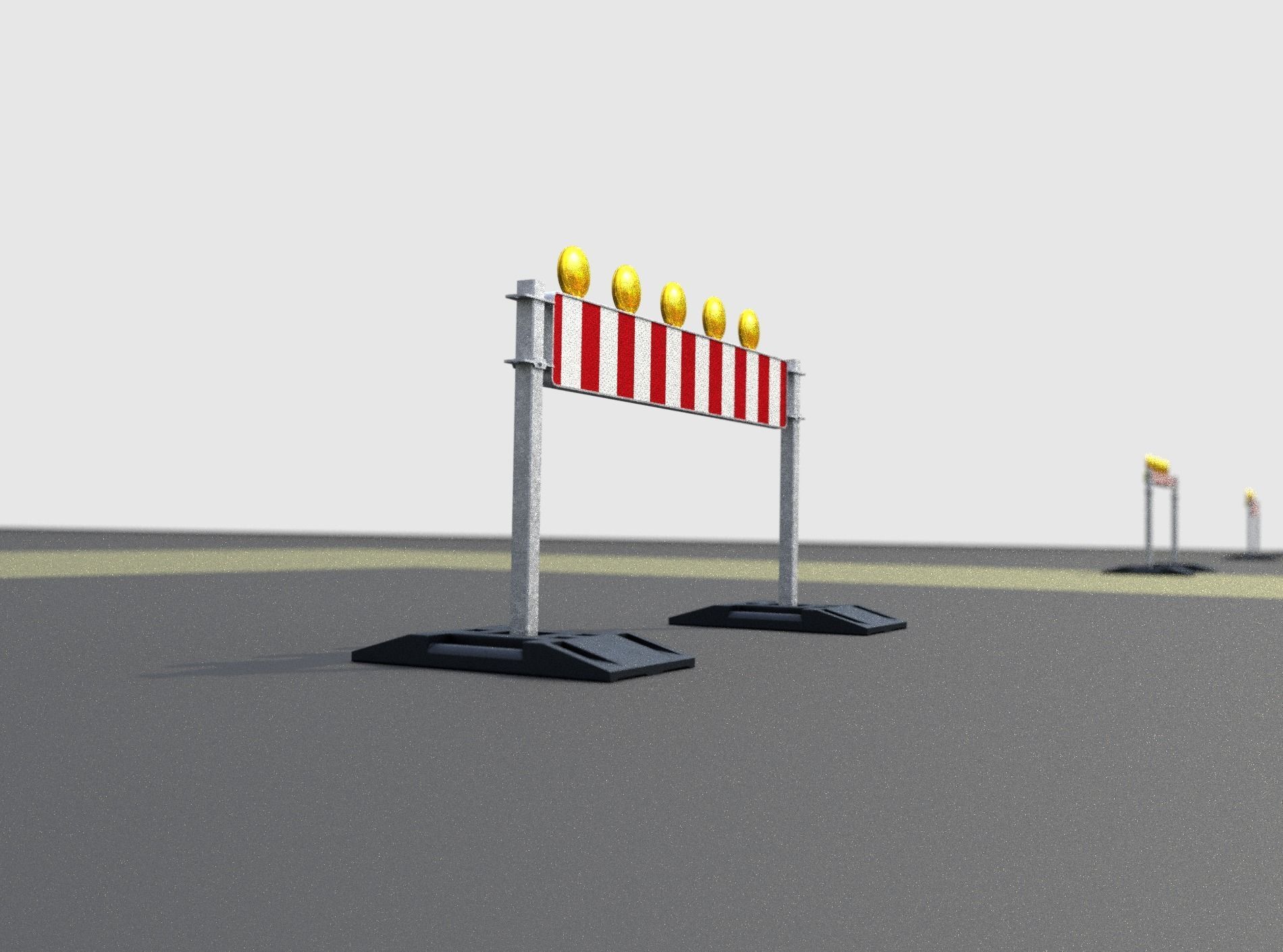 Construction Barrier 5 with warning lights 600-34 250x1600mm Low-poly 3D model_41