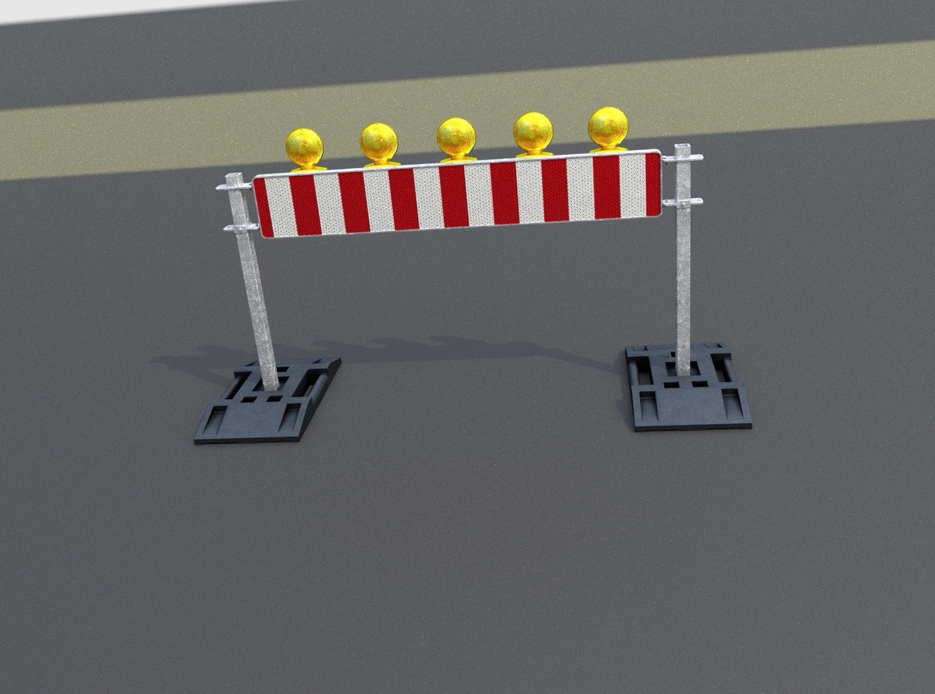 Construction Barrier 5 with warning lights 600-34 250x1600mm Low-poly 3D model_48