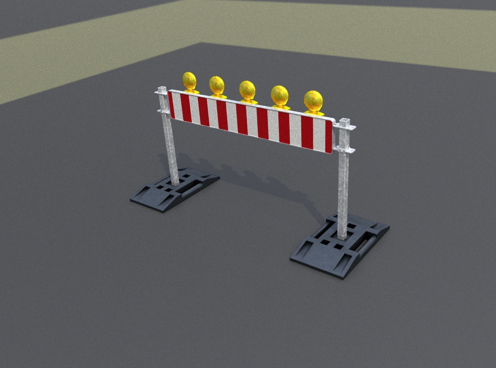 Construction Barrier 5 with warning lights 600-34 250x1600mm Low-poly 3D model_10