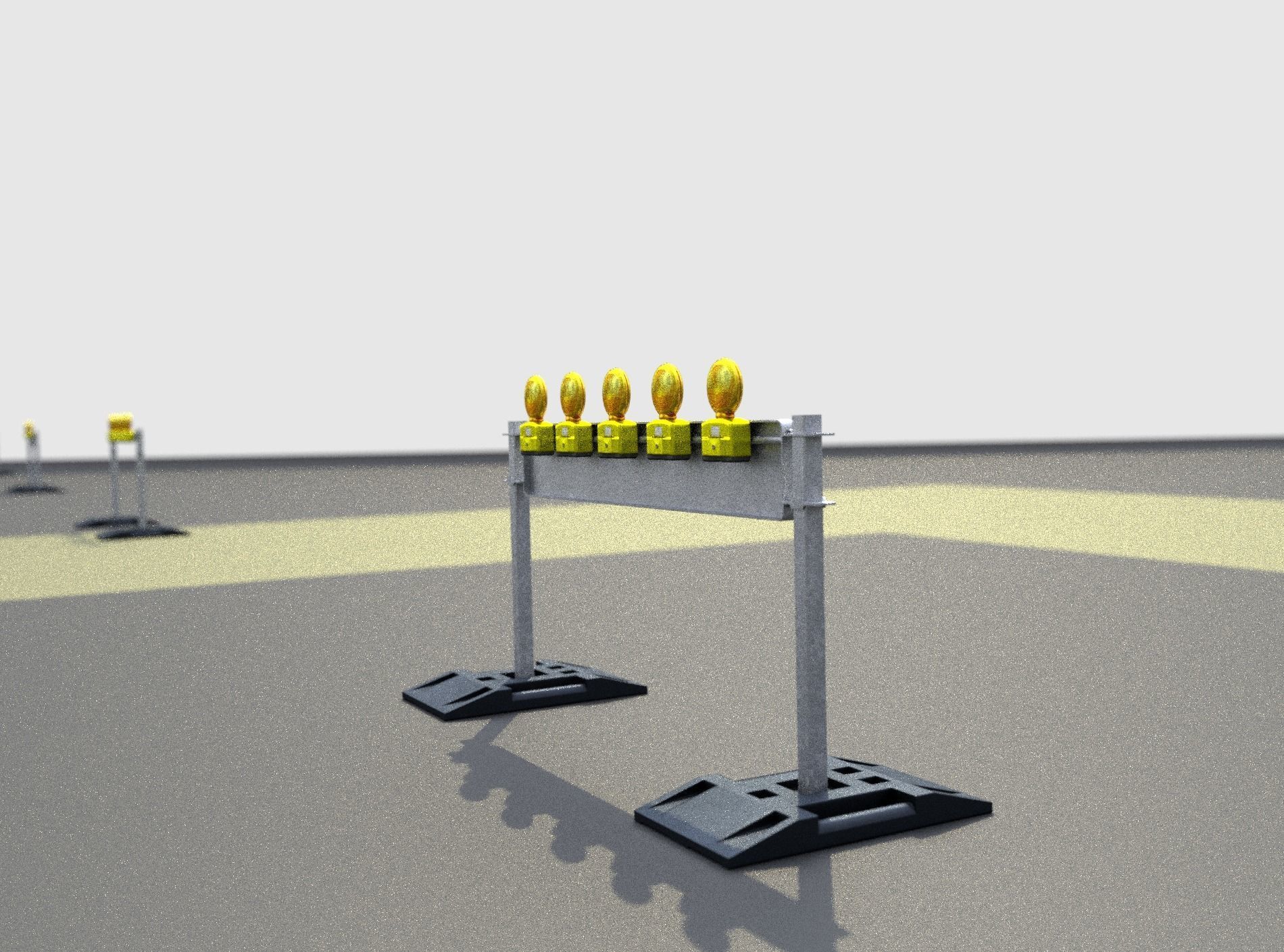 Construction Barrier 5 with warning lights 600-34 250x1600mm Low-poly 3D model_33