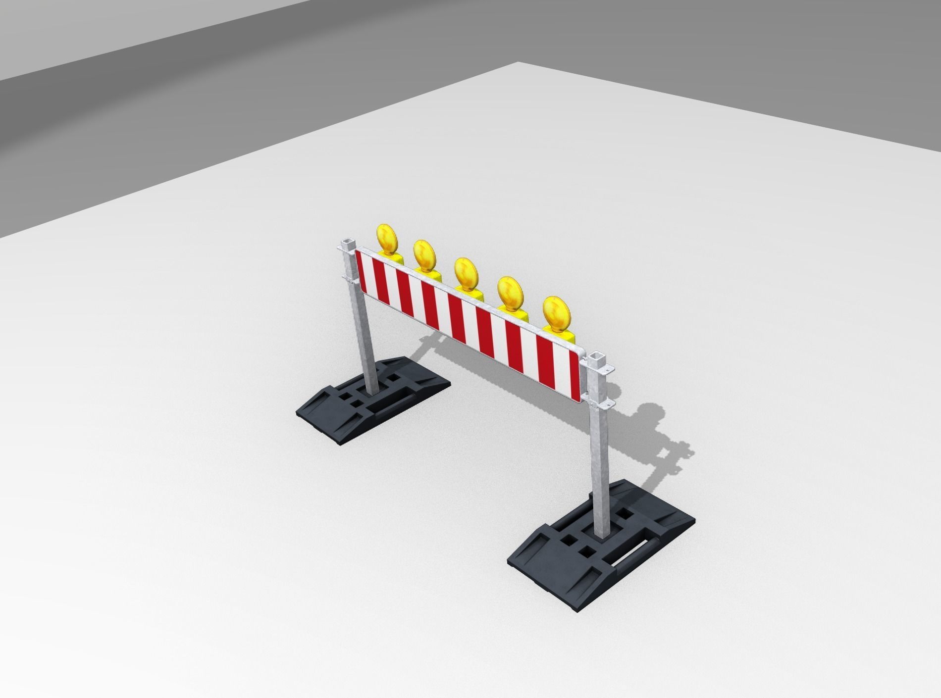 Construction Barrier 5 with warning lights 600-34 250x1600mm Low-poly 3D model_11