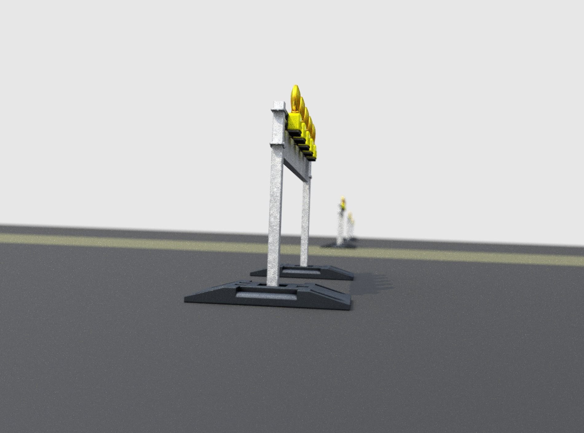 Construction Barrier 5 with warning lights 600-34 250x1600mm Low-poly 3D model_16