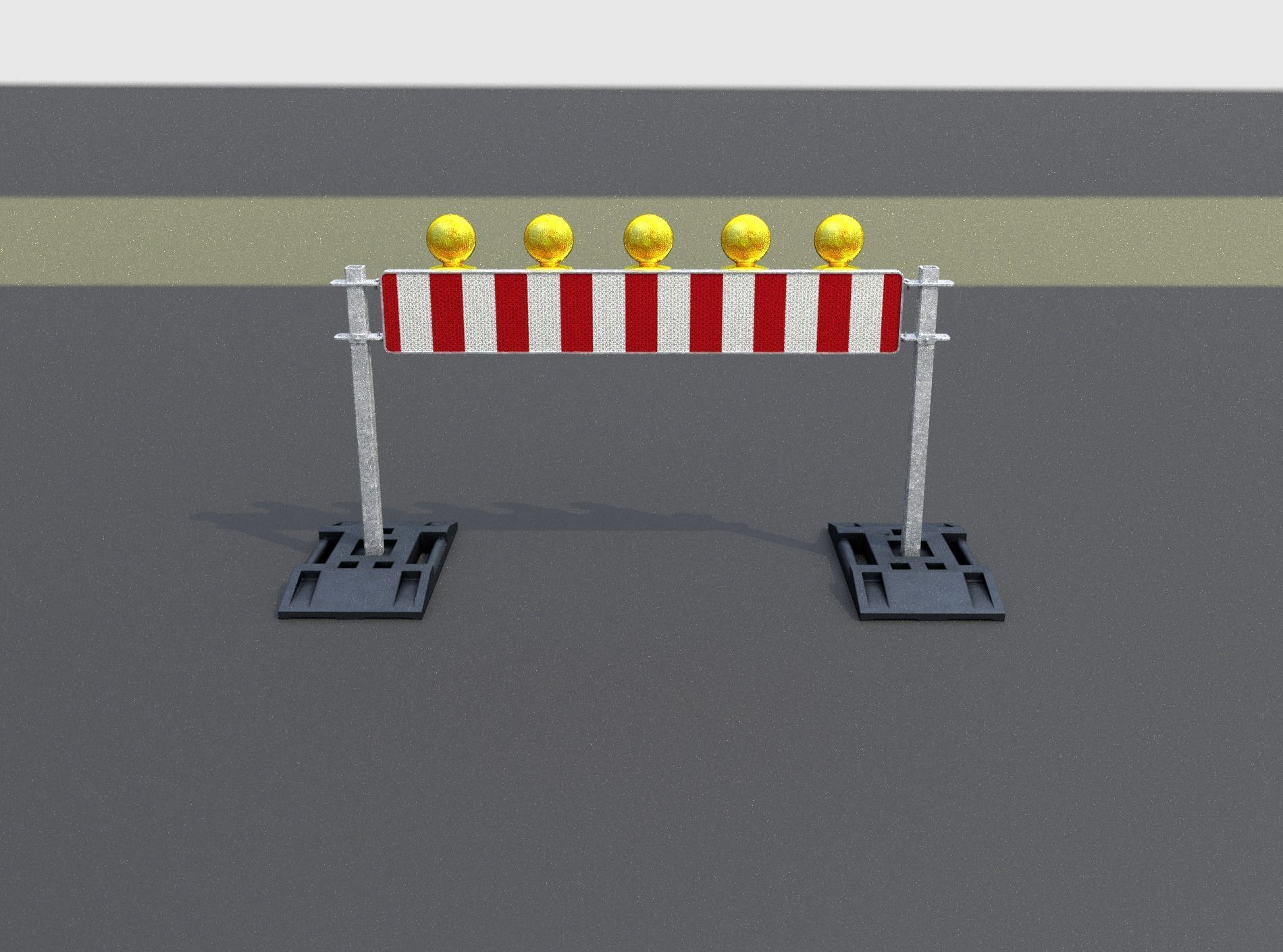 Construction Barrier 5 with warning lights 600-34 250x1600mm Low-poly 3D model_4