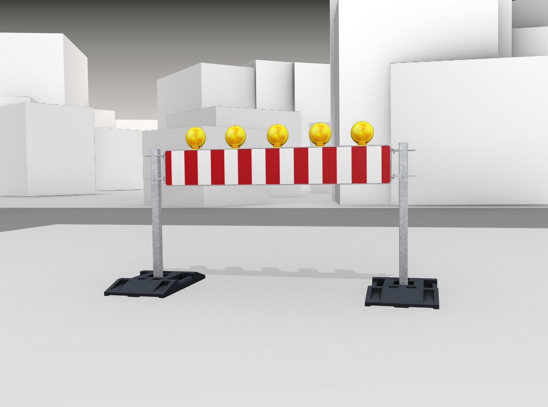 Construction Barrier 5 with warning lights 600-34 250x1600mm Low-poly 3D model_7