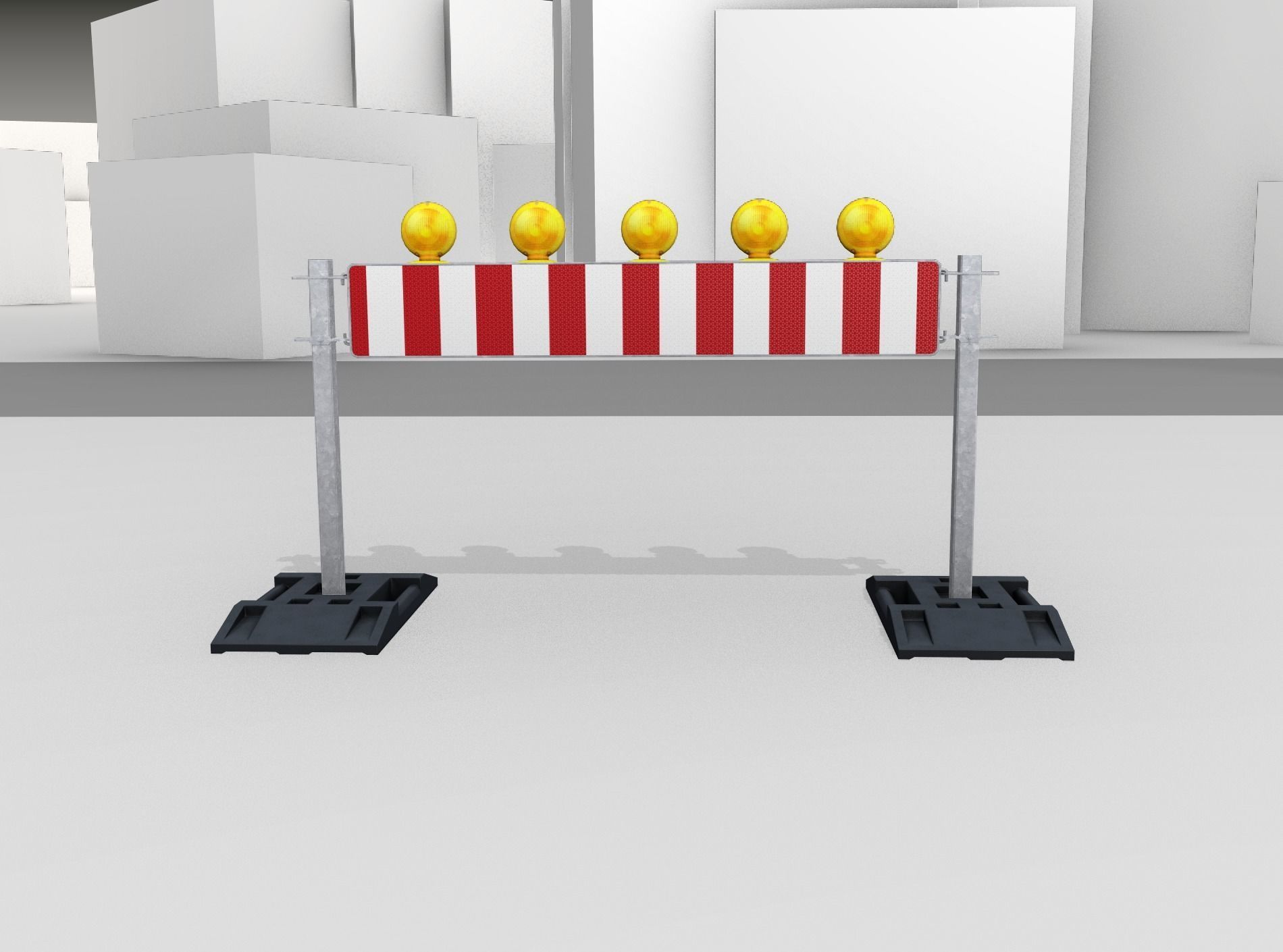 Construction Barrier 5 with warning lights 600-34 250x1600mm Low-poly 3D model_5