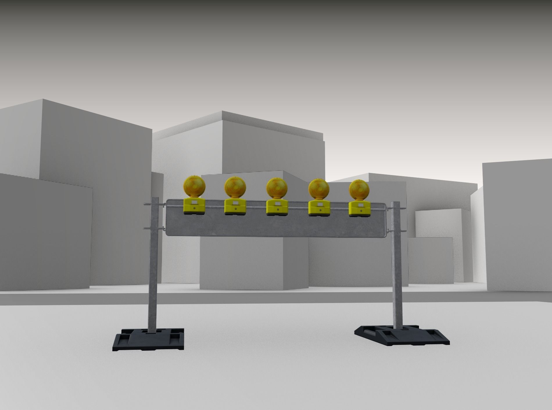 Construction Barrier 5 with warning lights 600-34 250x1600mm Low-poly 3D model_26