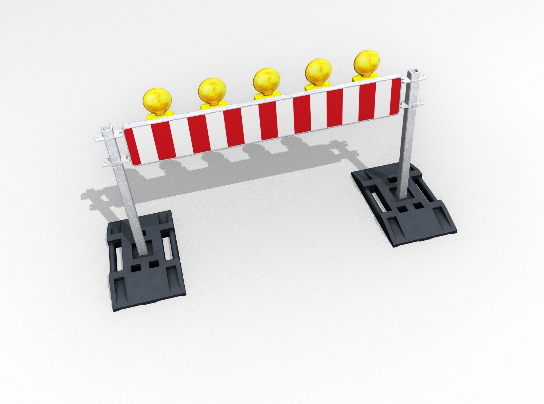 Construction Barrier 5 with warning lights 600-34 250x1600mm Low-poly 3D model_45