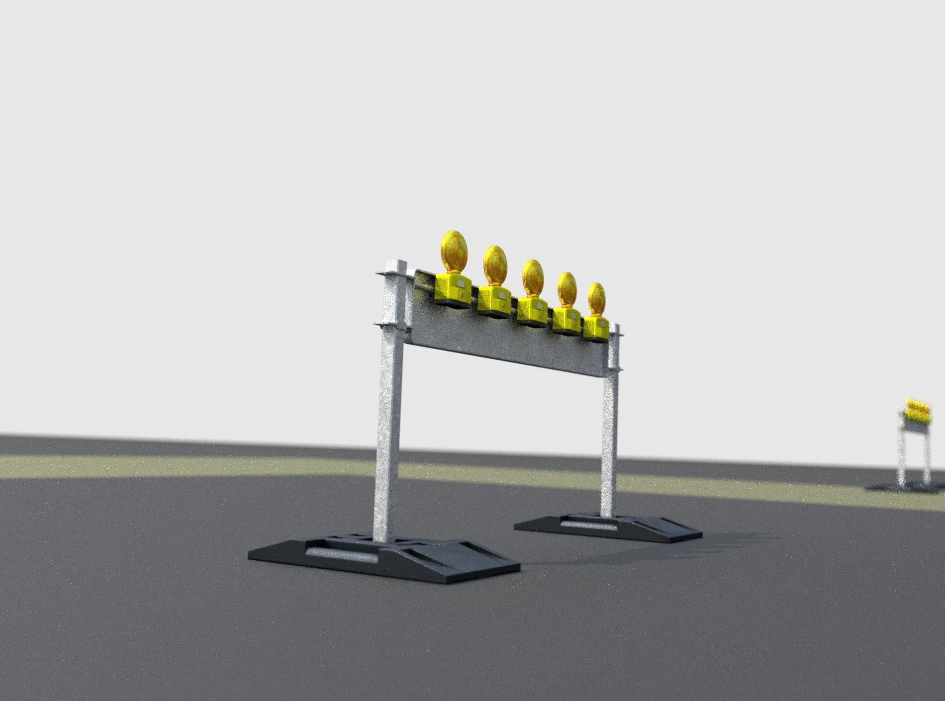 Construction Barrier 5 with warning lights 600-34 250x1600mm Low-poly 3D model_20