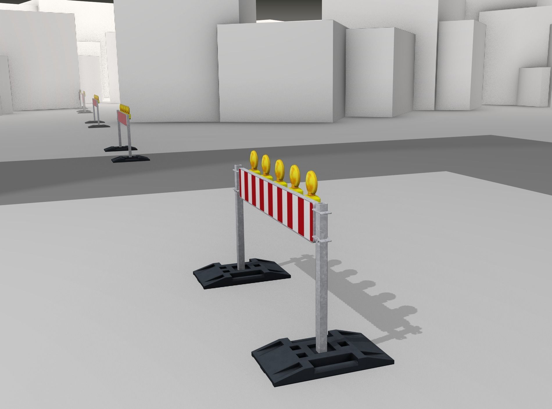 Construction Barrier 5 with warning lights 600-34 250x1600mm Low-poly 3D model_13