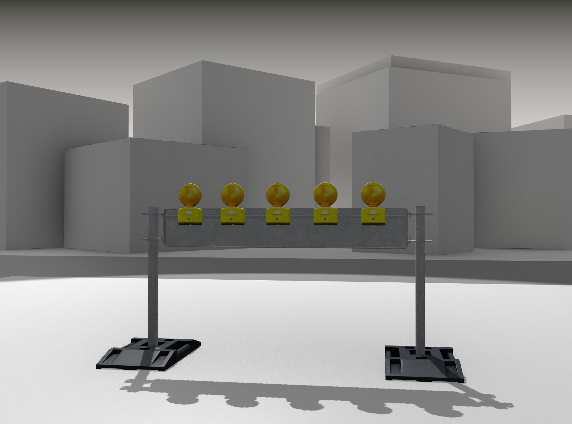 Construction Barrier 5 with warning lights 600-34 250x1600mm Low-poly 3D model_28