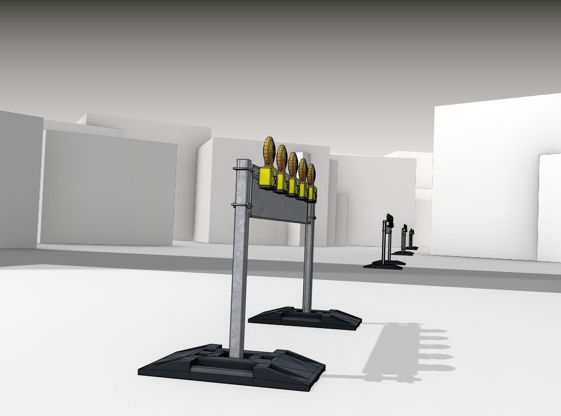 Construction Barrier 5 with warning lights 600-34 250x1600mm Low-poly 3D model_17