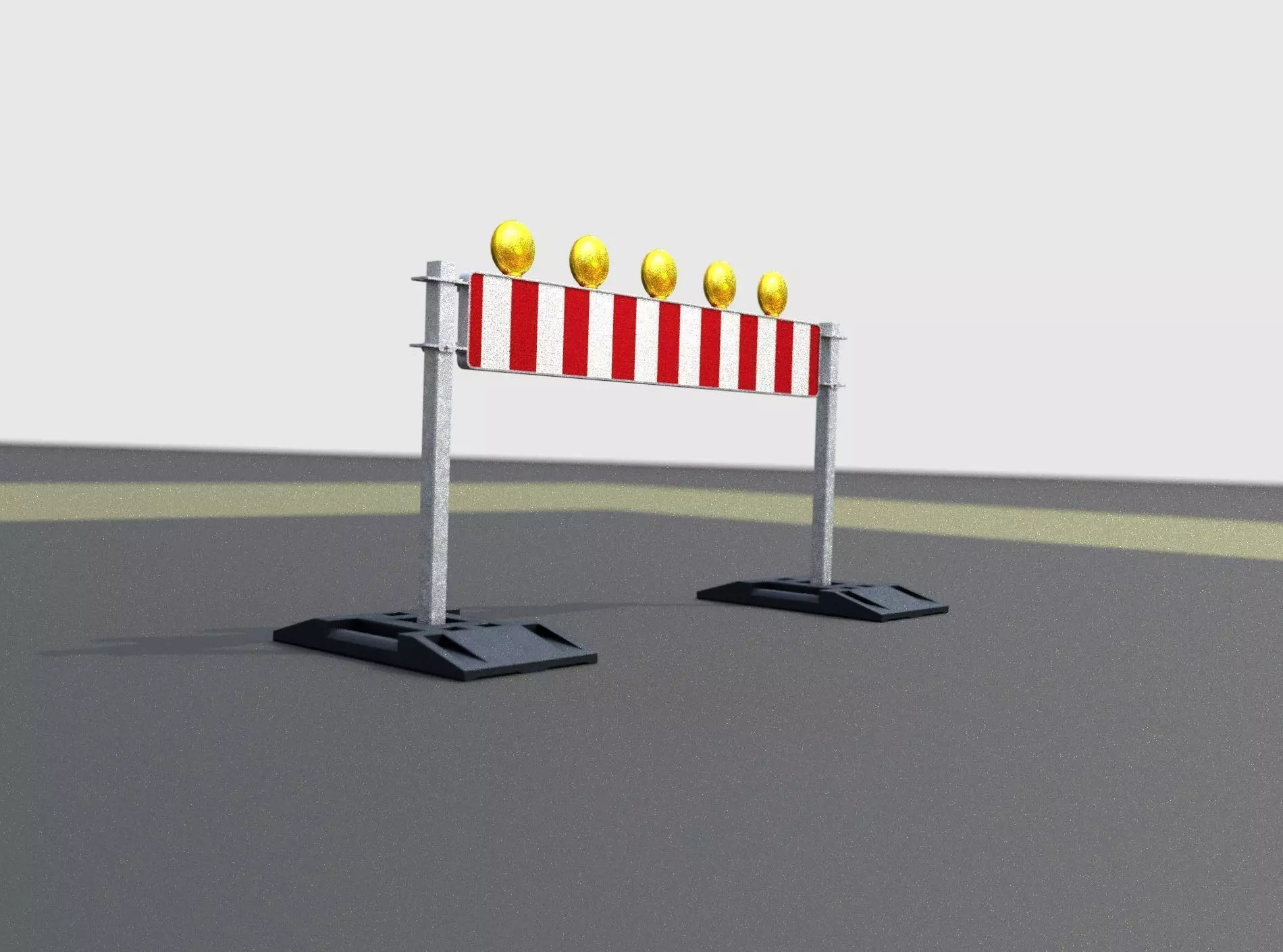 Construction Barrier 5 with warning lights 600-34 250x1600mm Low-poly 3D model_0