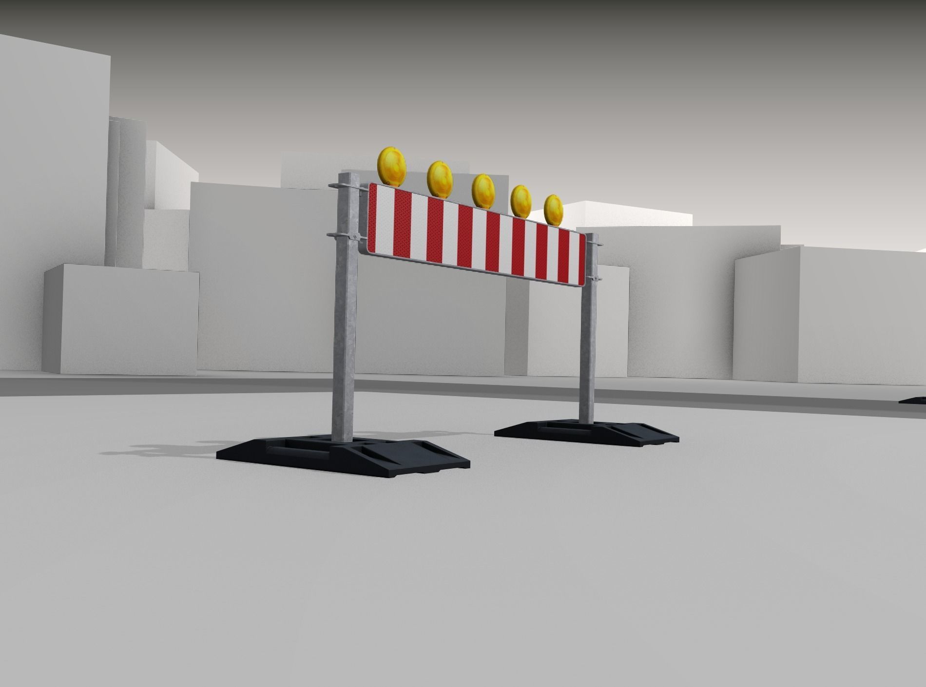 Construction Barrier 5 with warning lights 600-34 250x1600mm Low-poly 3D model_42