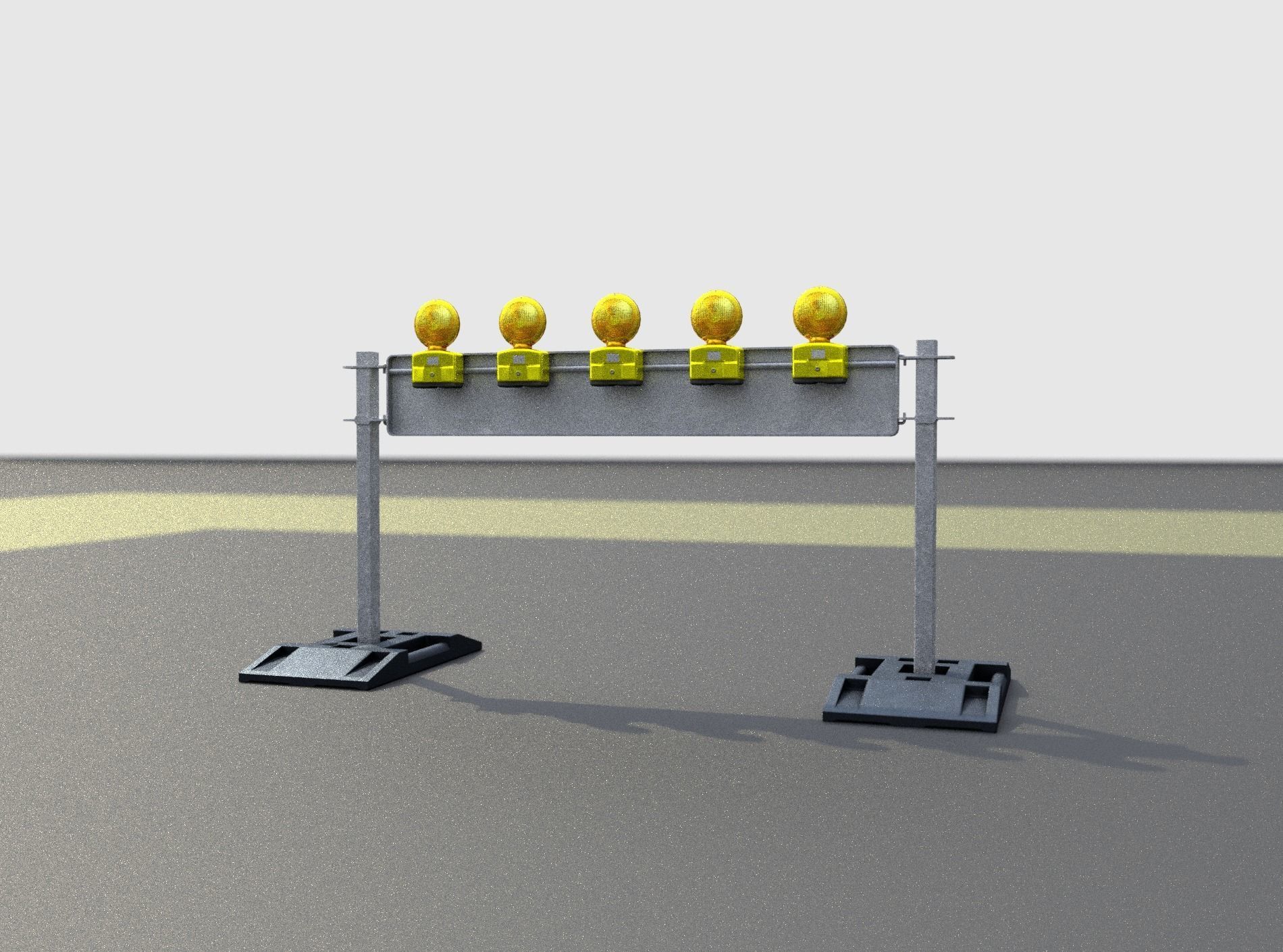 Construction Barrier 5 with warning lights 600-34 250x1600mm Low-poly 3D model_29