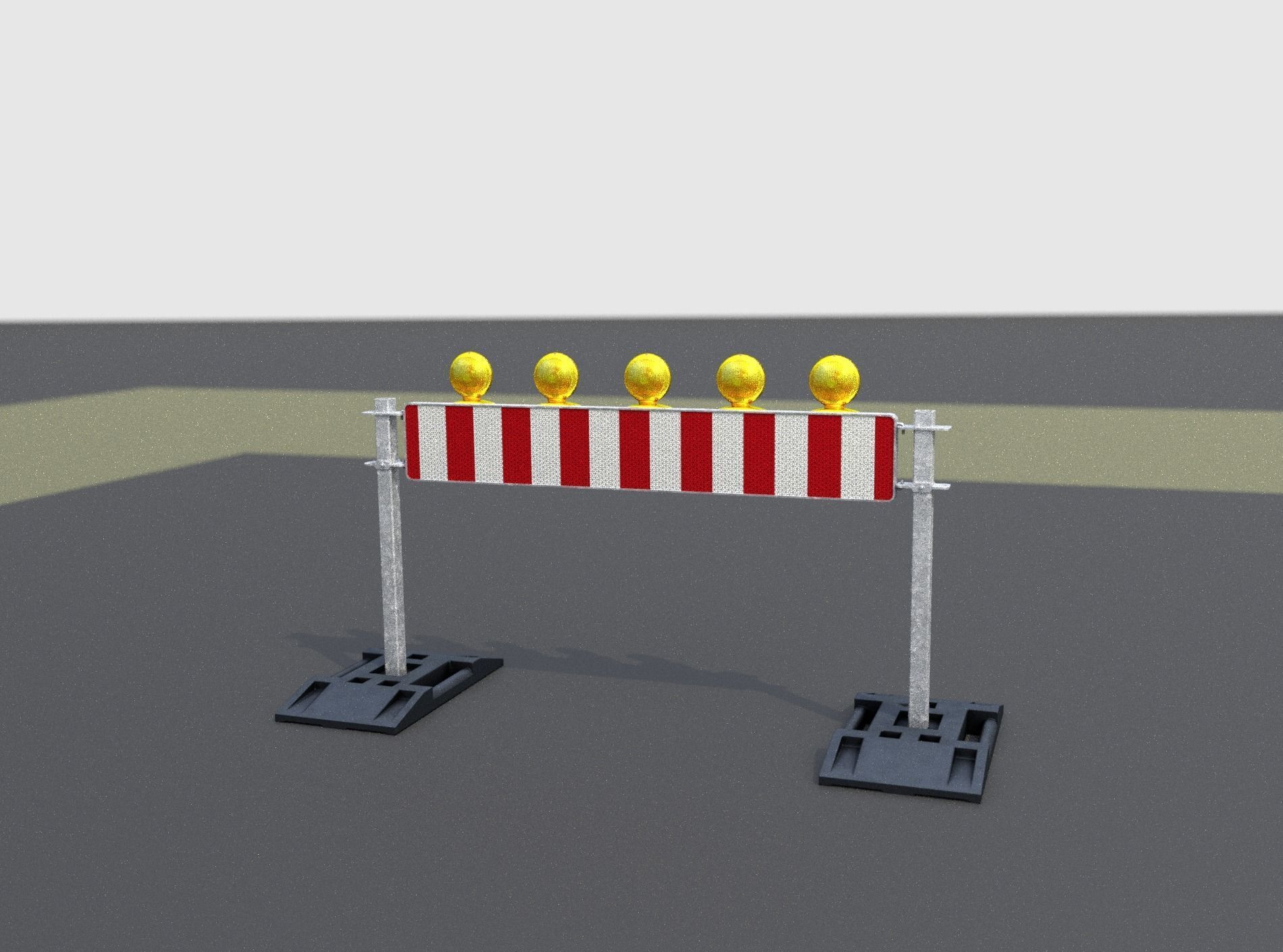 Construction Barrier 5 with warning lights 600-34 250x1600mm Low-poly 3D model_8