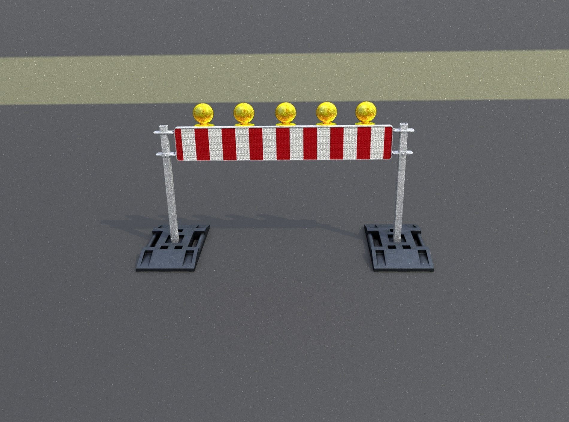 Construction Barrier 5 with warning lights 600-34 250x1600mm Low-poly 3D model_50
