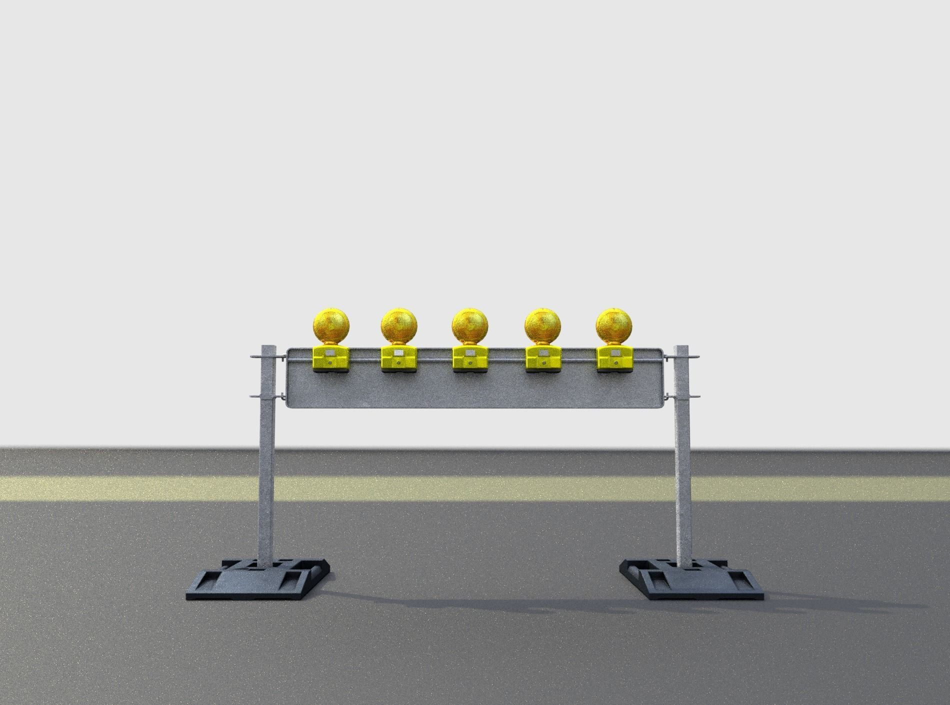Construction Barrier 5 with warning lights 600-34 250x1600mm Low-poly 3D model_27