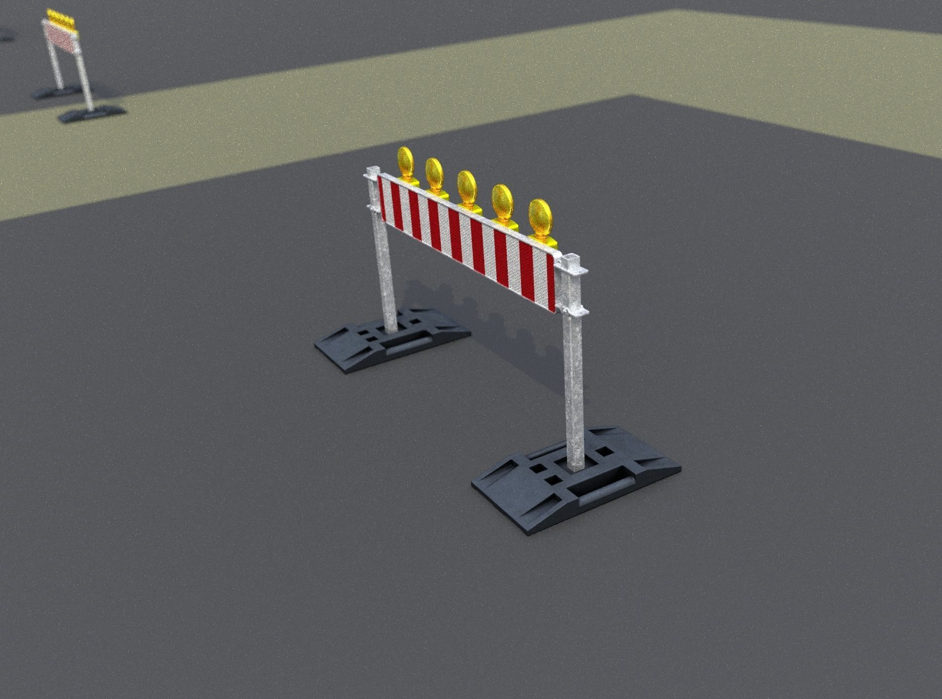 Construction Barrier 5 with warning lights 600-34 250x1600mm Low-poly 3D model_12