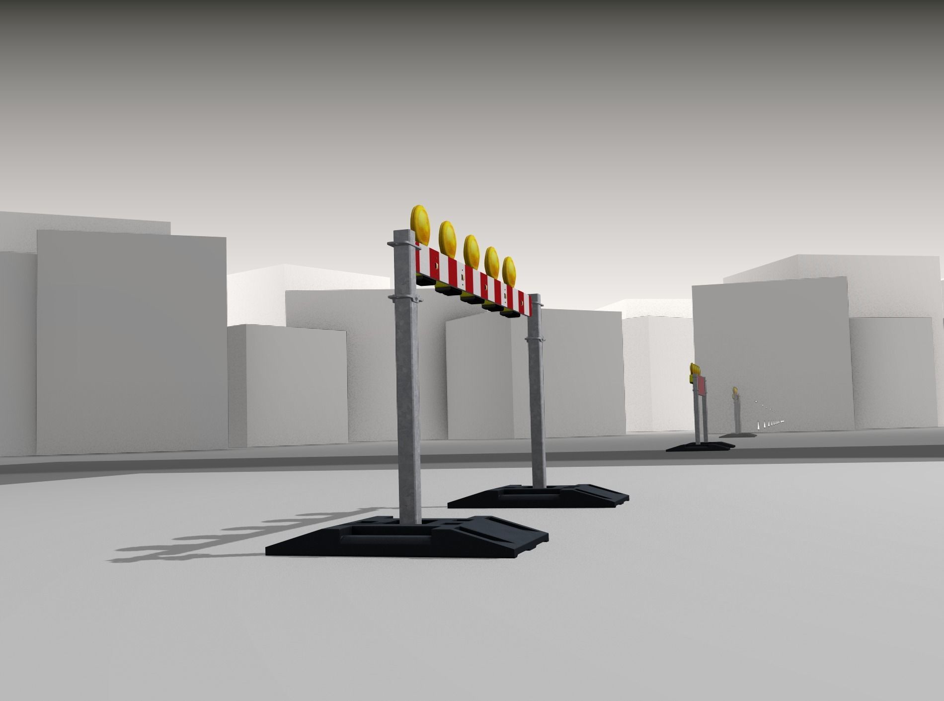 Construction Barrier 5 with warning lights 600-32 100x1600mm Low-poly 3D model_37