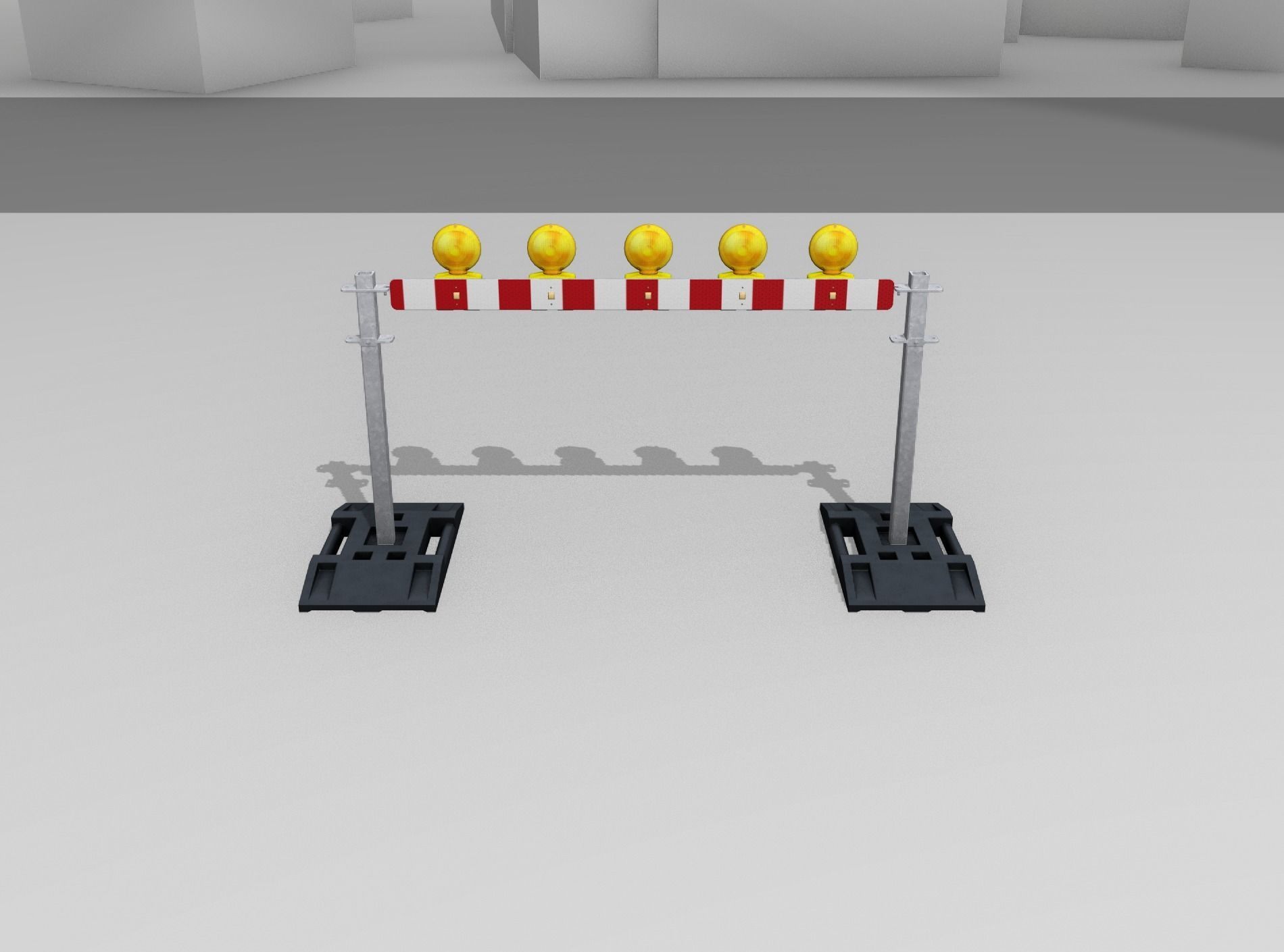 Construction Barrier 5 with warning lights 600-32 100x1600mm Low-poly 3D model_3