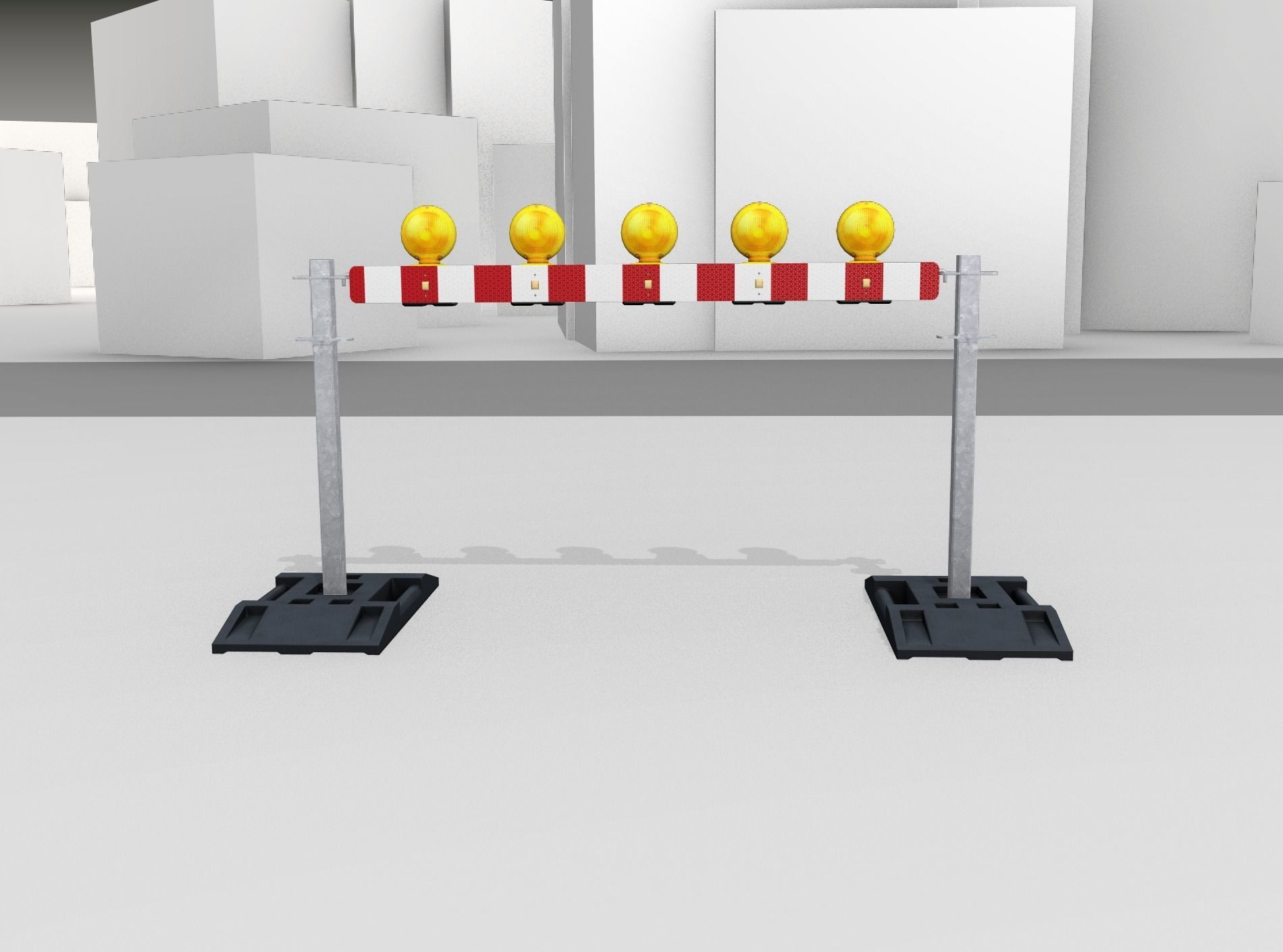 Construction Barrier 5 with warning lights 600-32 100x1600mm Low-poly 3D model_4