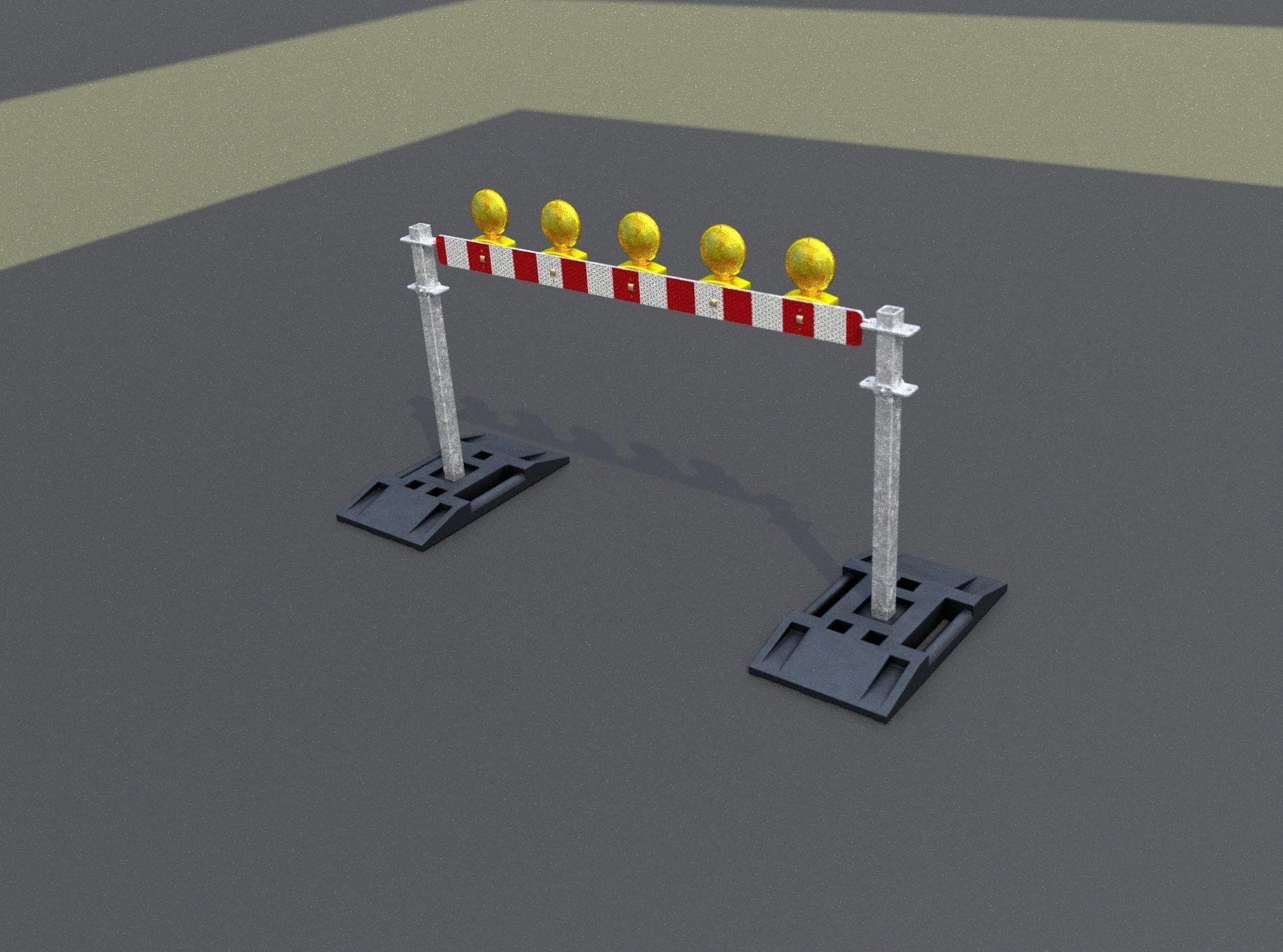 Construction Barrier 5 with warning lights 600-32 100x1600mm Low-poly 3D model_9