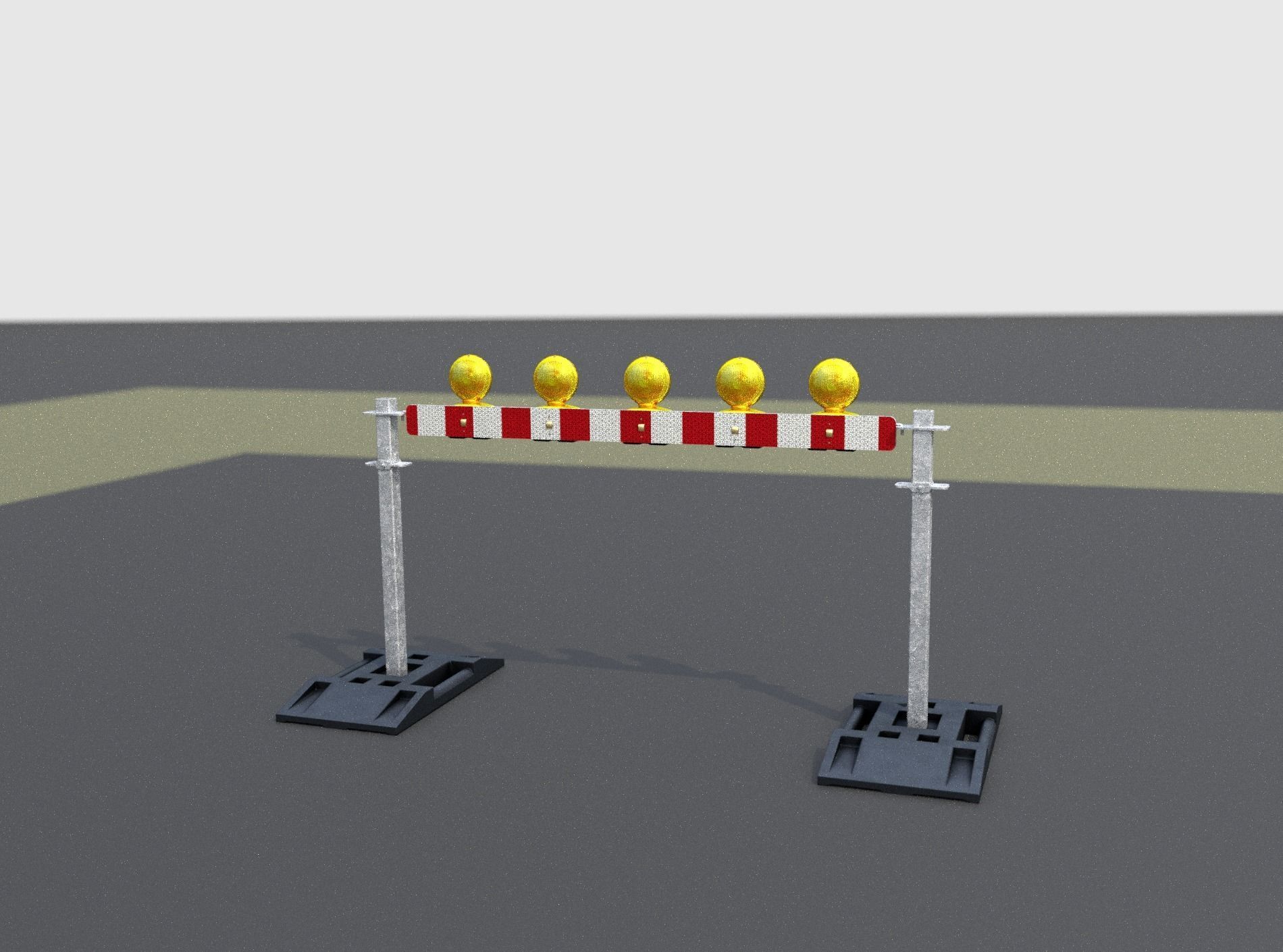 Construction Barrier 5 with warning lights 600-32 100x1600mm Low-poly 3D model_7