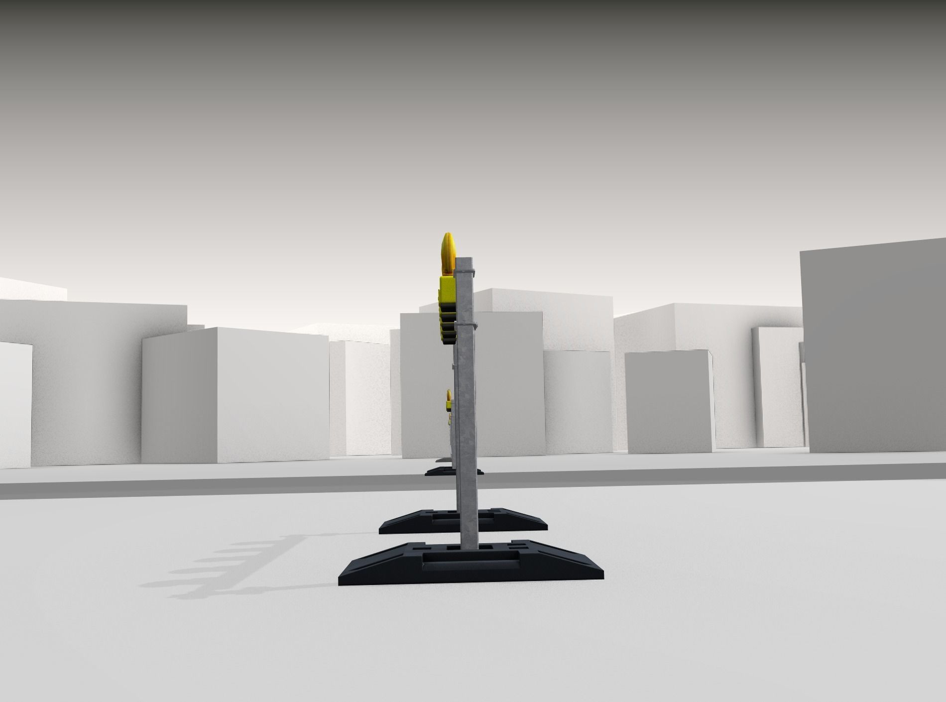 Construction Barrier 5 with warning lights 600-32 100x1600mm Low-poly 3D model_35