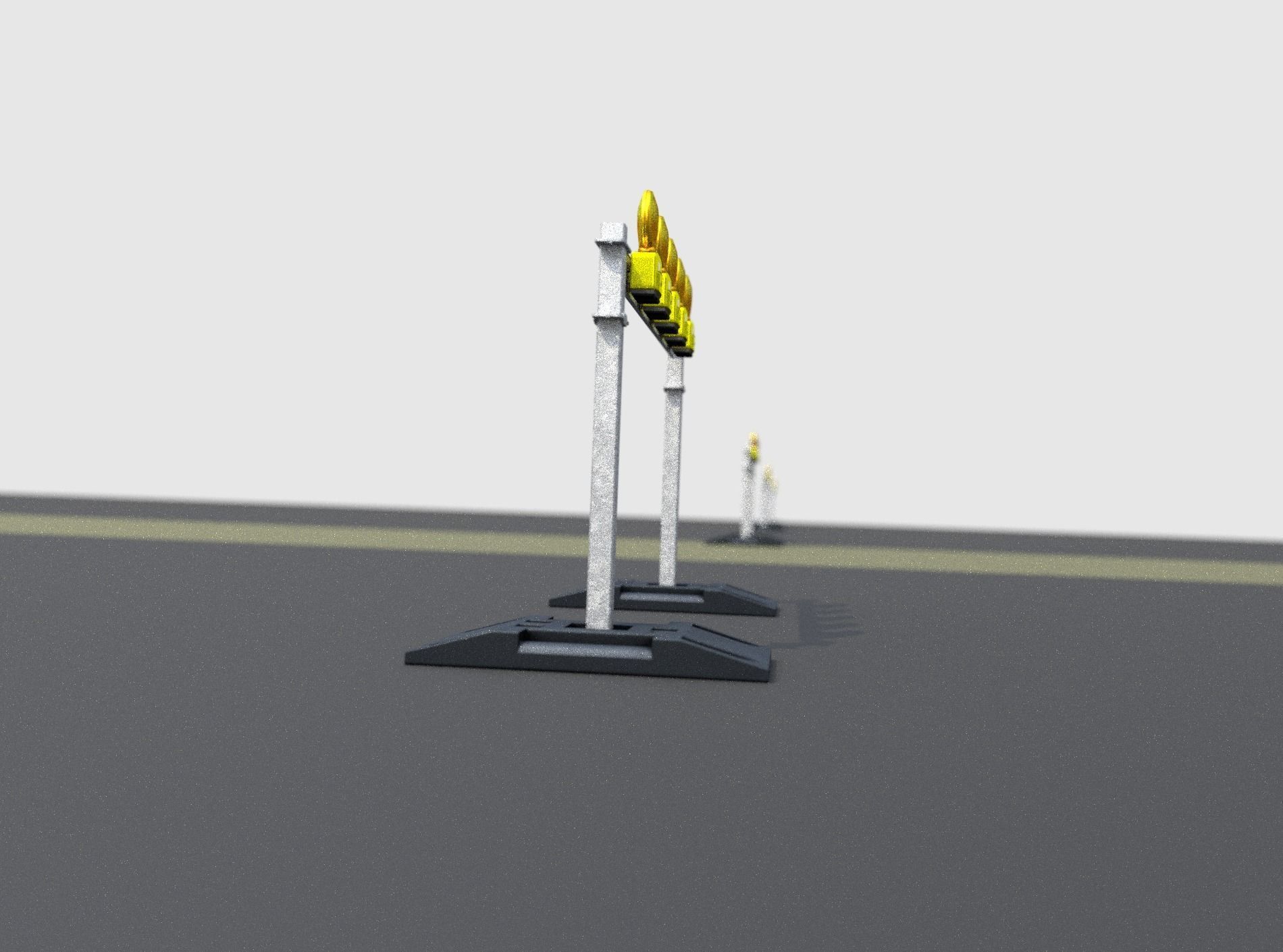 Construction Barrier 5 with warning lights 600-32 100x1600mm Low-poly 3D model_15