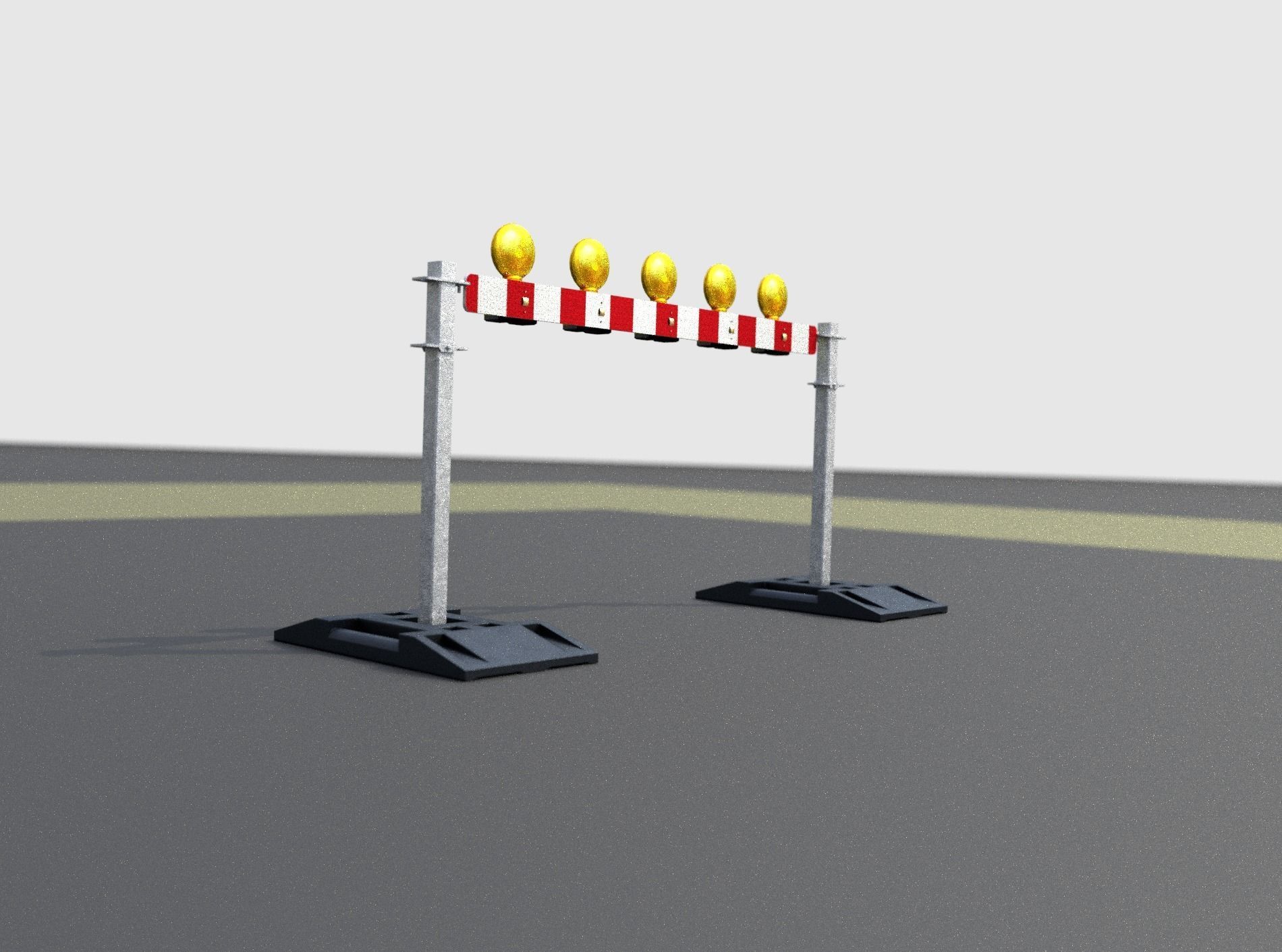 Construction Barrier 5 with warning lights 600-32 100x1600mm Low-poly 3D model_42