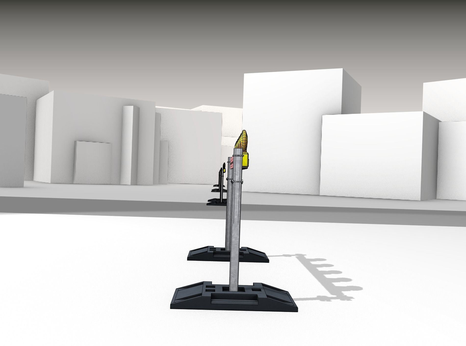 Construction Barrier 5 with warning lights 600-32 100x1600mm Low-poly 3D model_14