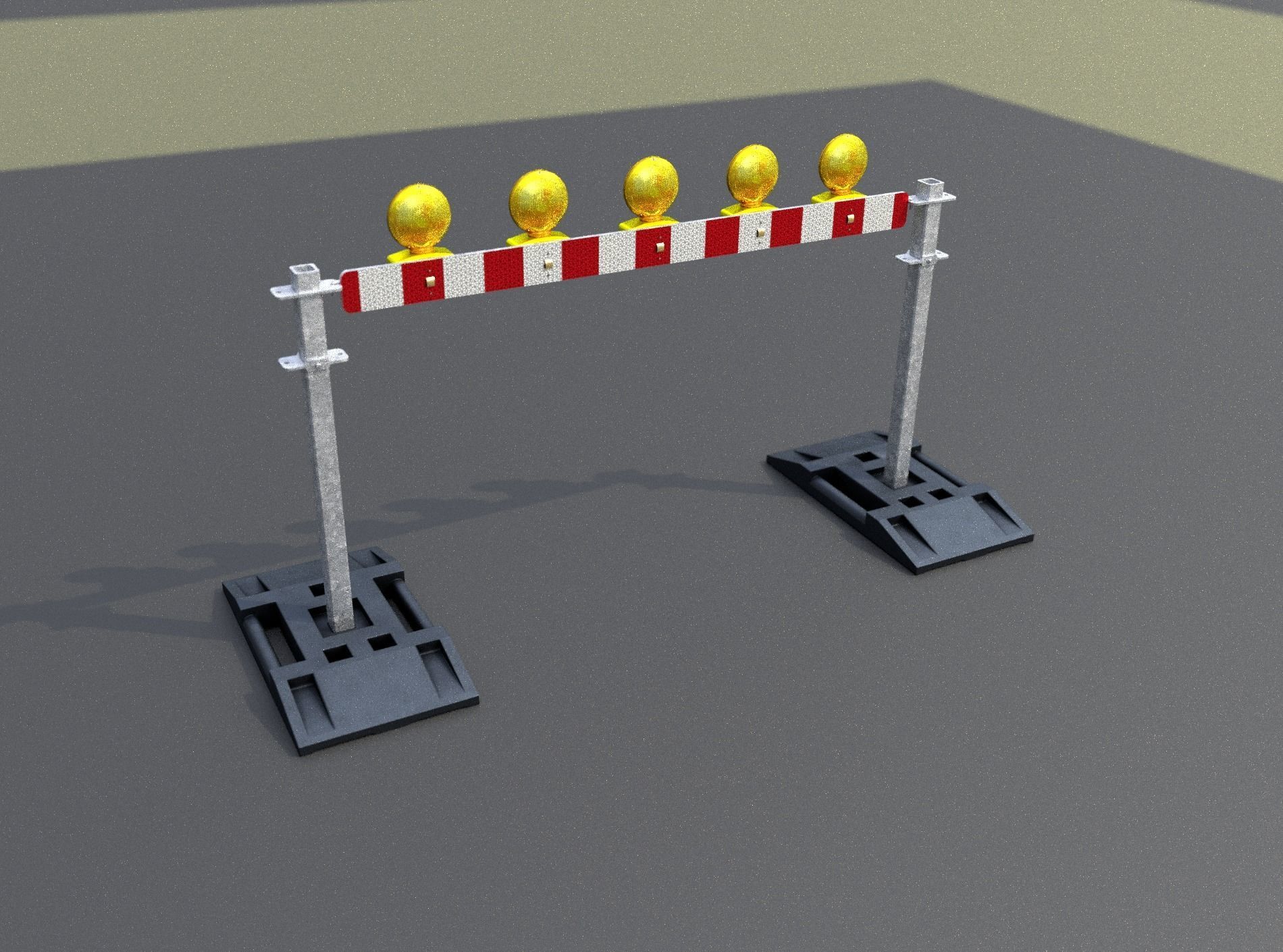 Construction Barrier 5 with warning lights 600-32 100x1600mm Low-poly 3D model_44