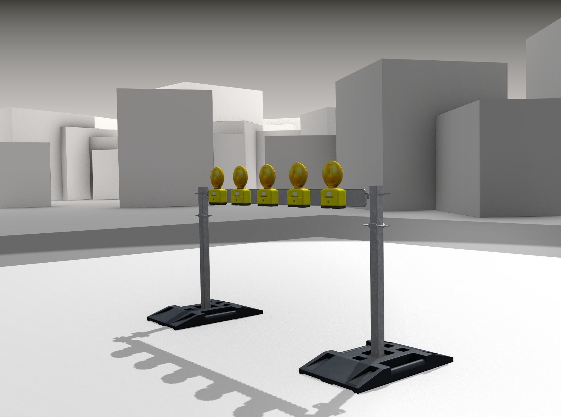 Construction Barrier 5 with warning lights 600-32 100x1600mm Low-poly 3D model_31