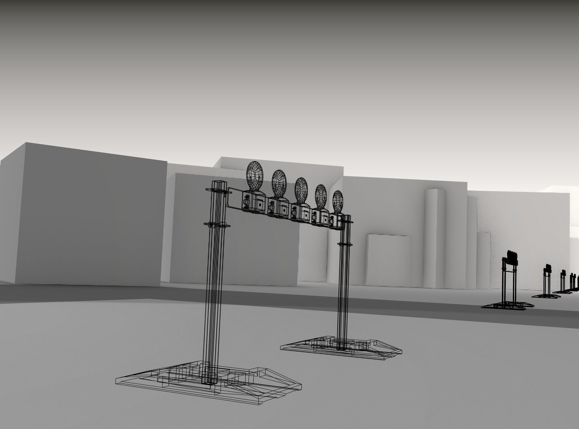 Construction Barrier 5 with warning lights 600-32 100x1600mm Low-poly 3D model_18