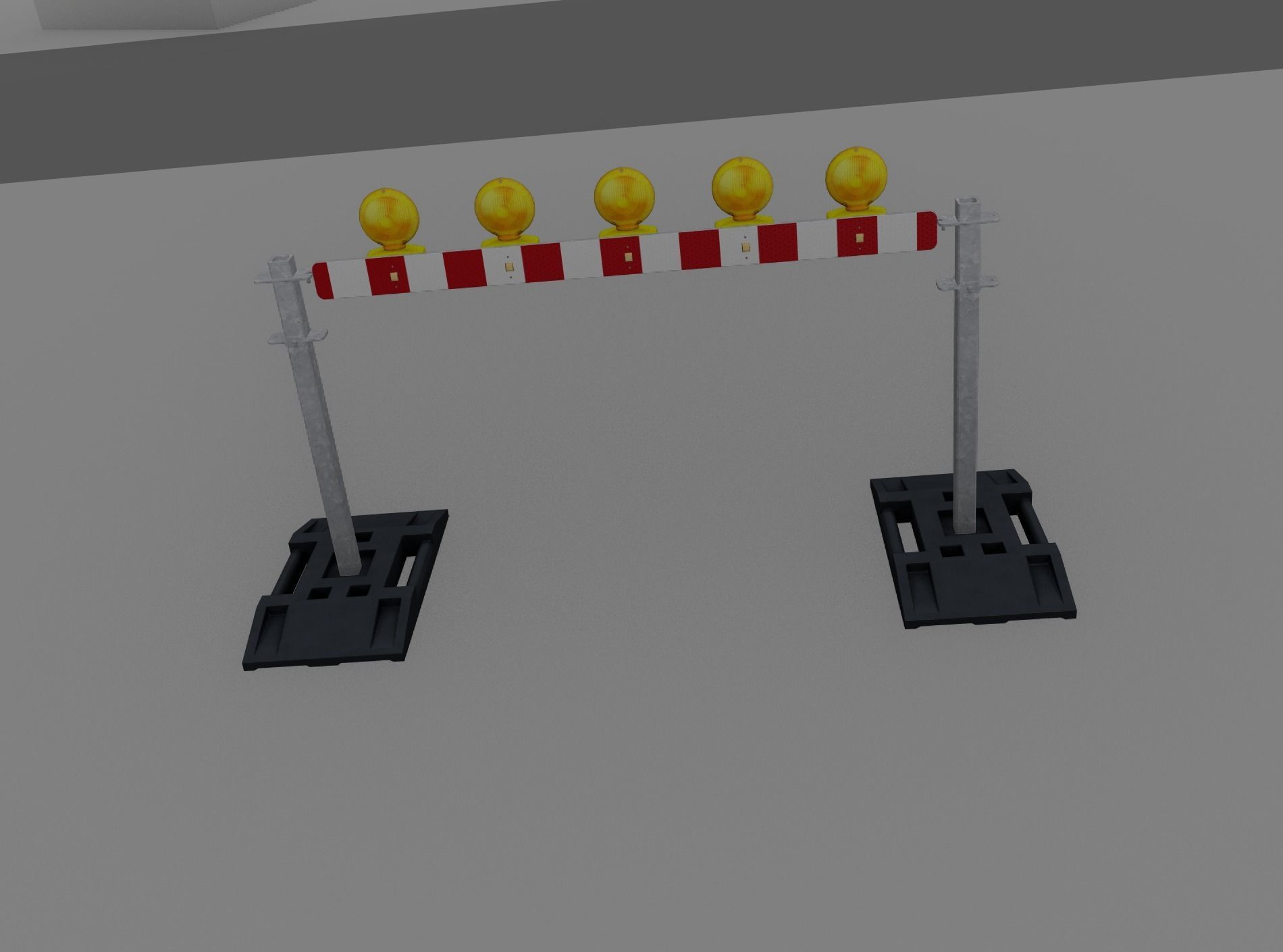 Construction Barrier 5 with warning lights 600-32 100x1600mm Low-poly 3D model_47