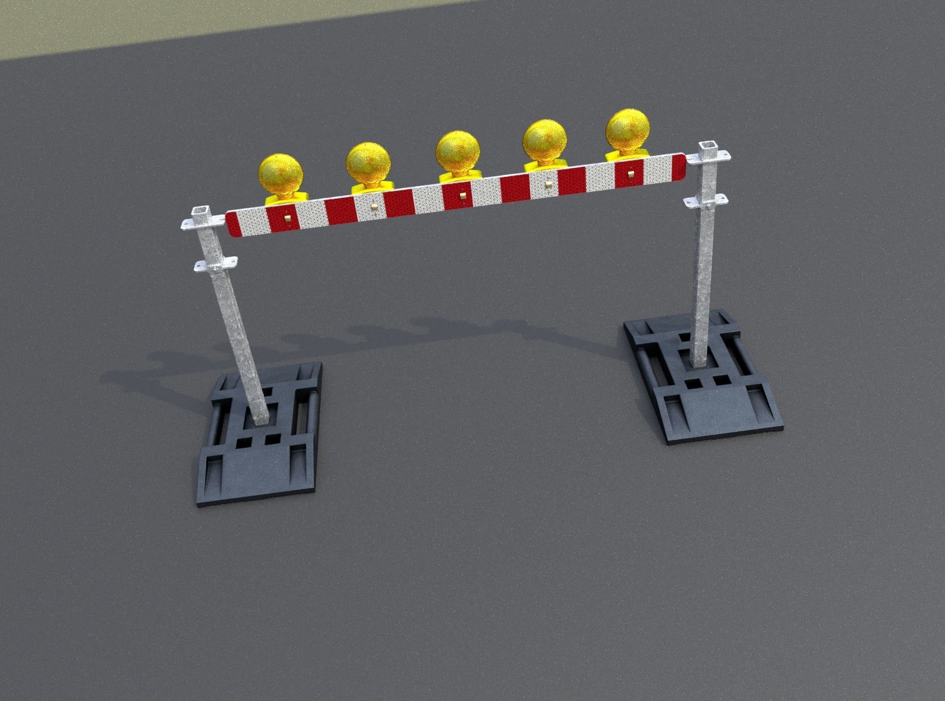 Construction Barrier 5 with warning lights 600-32 100x1600mm Low-poly 3D model_46