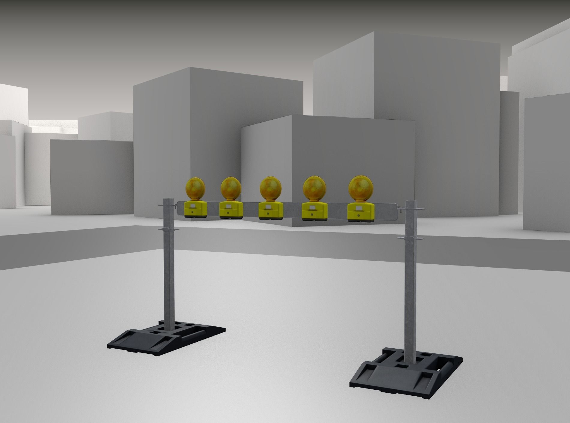 Construction Barrier 5 with warning lights 600-32 100x1600mm Low-poly 3D model_29