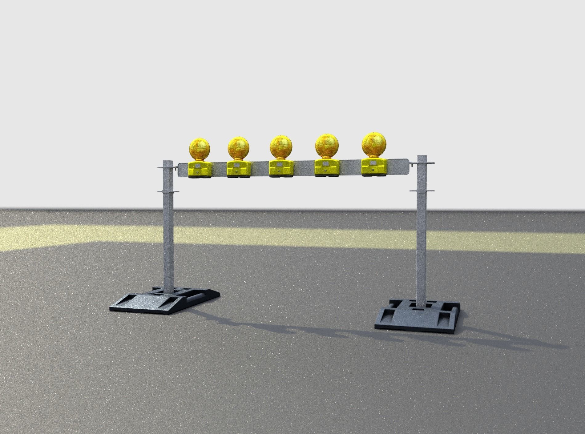 Construction Barrier 5 with warning lights 600-32 100x1600mm Low-poly 3D model_28