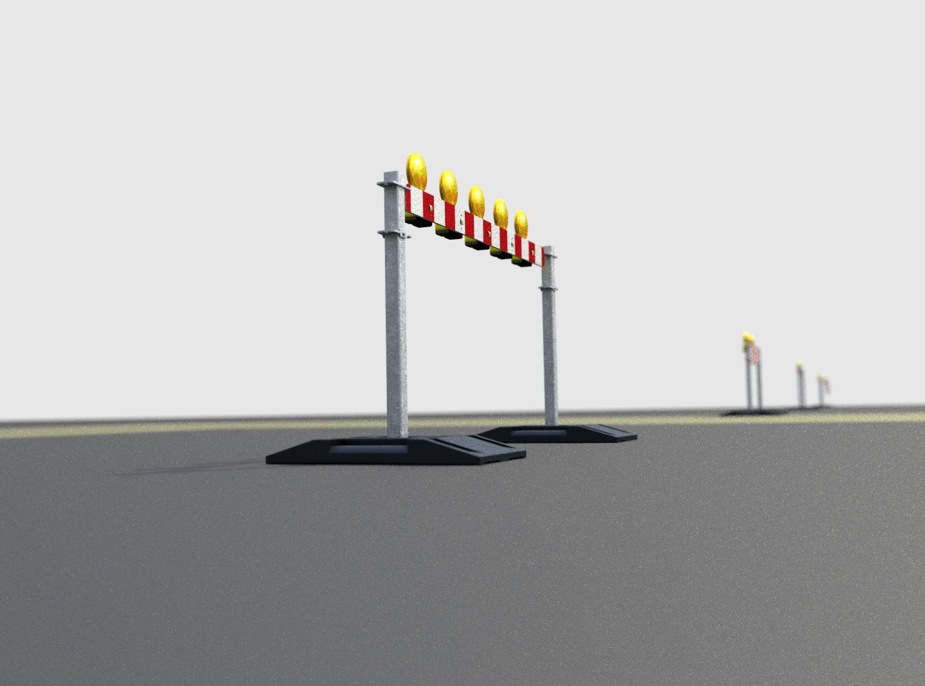 Construction Barrier 5 with warning lights 600-32 100x1600mm Low-poly 3D model_38