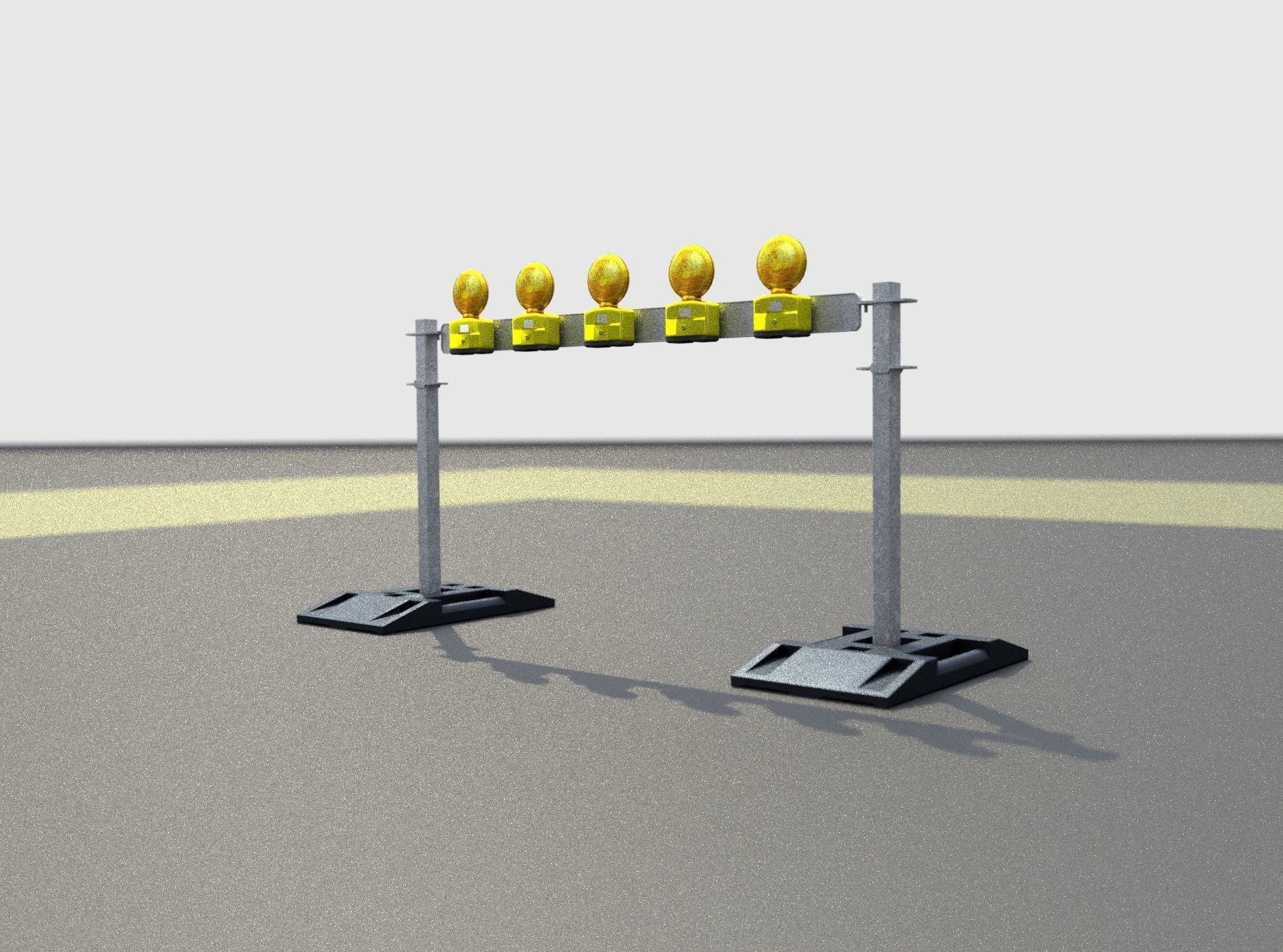 Construction Barrier 5 with warning lights 600-32 100x1600mm Low-poly 3D model_30