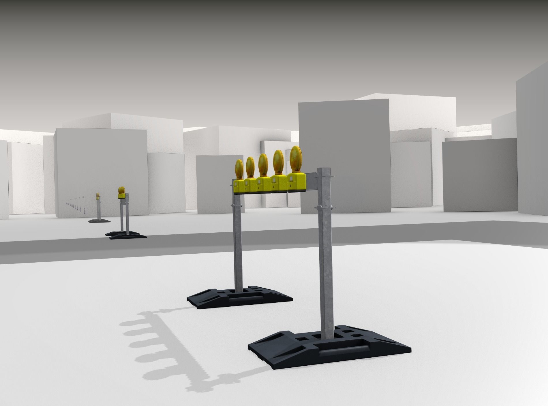 Construction Barrier 5 with warning lights 600-32 100x1600mm Low-poly 3D model_33