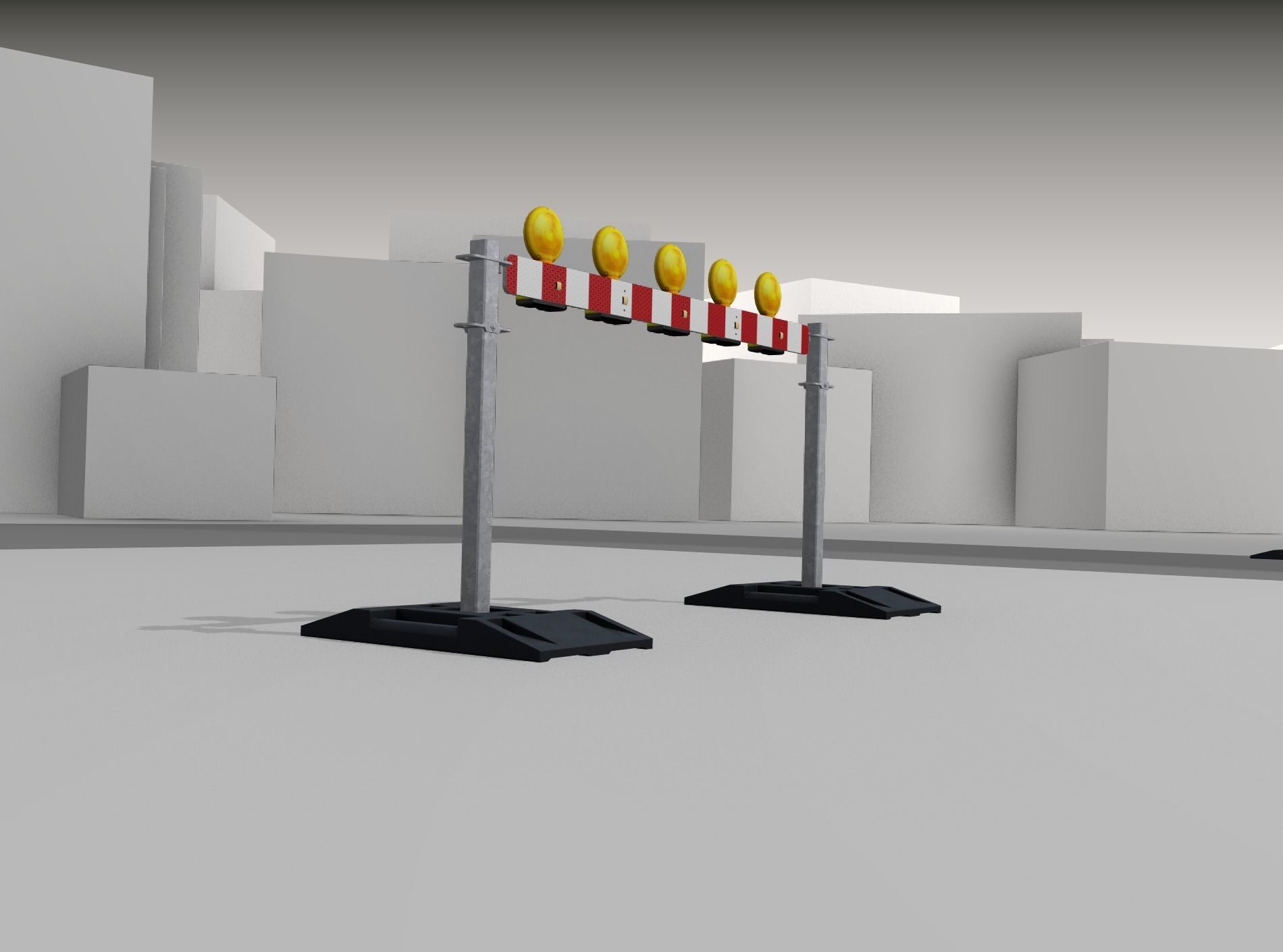 Construction Barrier 5 with warning lights 600-32 100x1600mm Low-poly 3D model_41