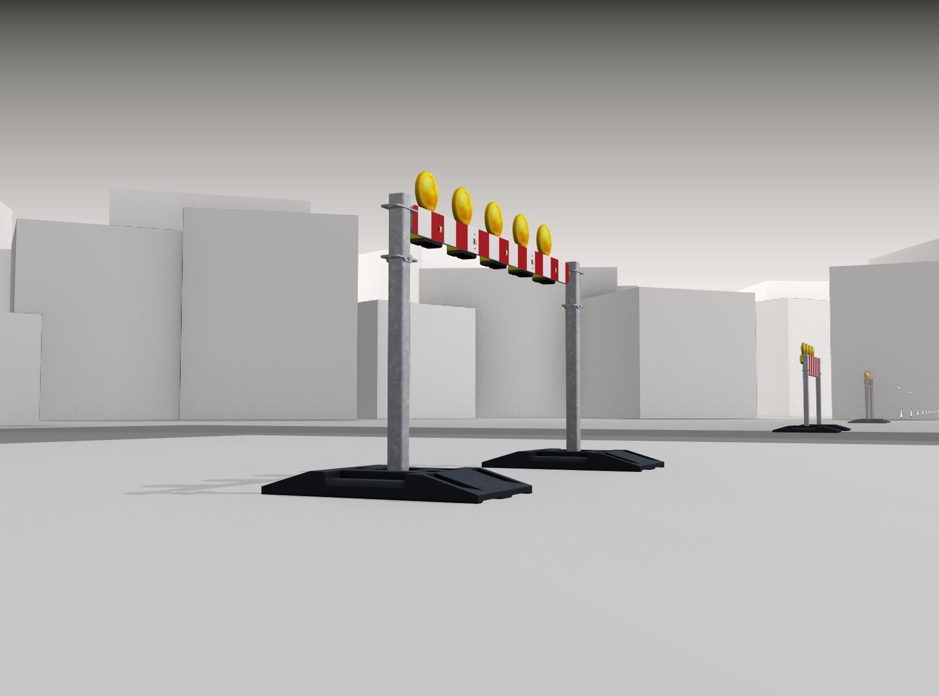 Construction Barrier 5 with warning lights 600-32 100x1600mm Low-poly 3D model_39