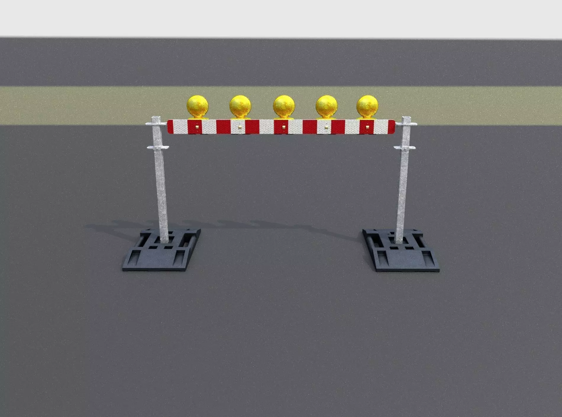 Construction Barrier 5 with warning lights 600-32 100x1600mm Low-poly 3D model_0