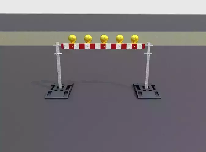 Construction Barrier 5 with warning lights 600-32 100x1600mm Low-poly 3D model