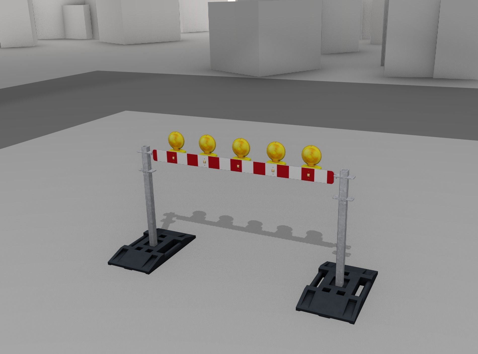 Construction Barrier 5 with warning lights 600-32 100x1600mm Low-poly 3D model_8