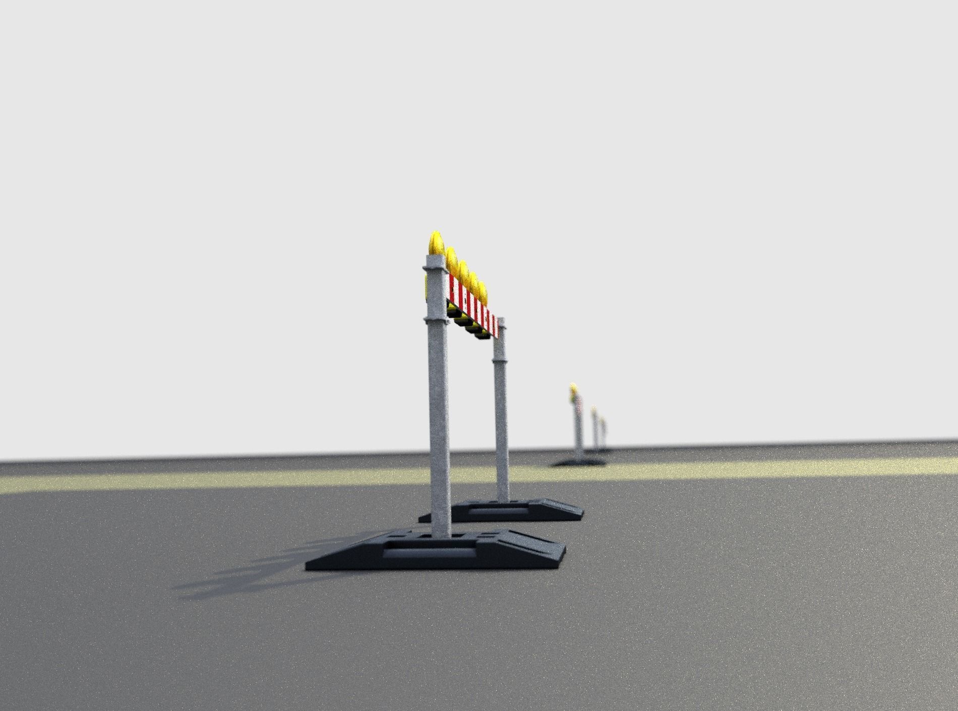 Construction Barrier 5 with warning lights 600-32 100x1600mm Low-poly 3D model_36