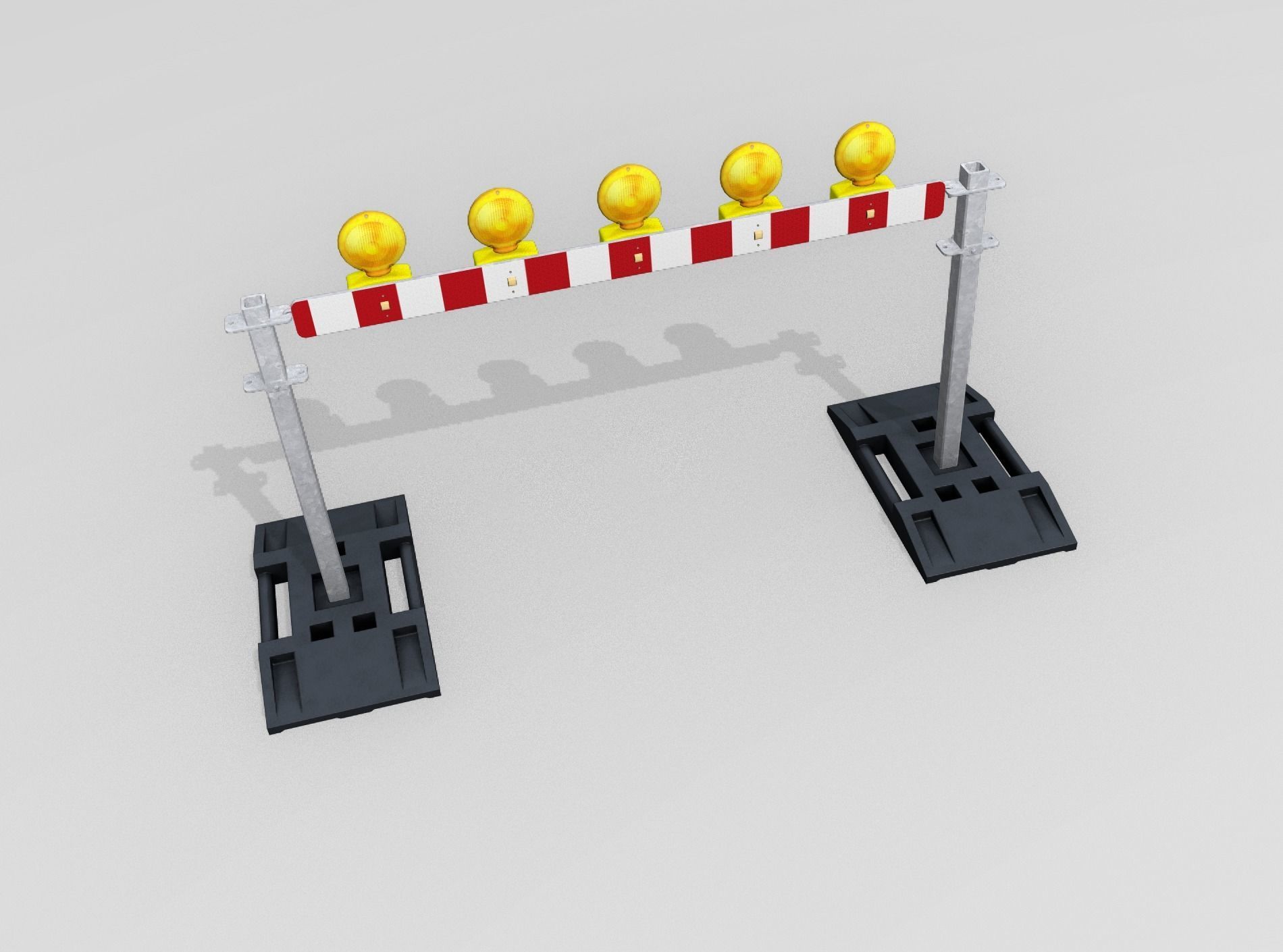 Construction Barrier 5 with warning lights 600-32 100x1600mm Low-poly 3D model_45