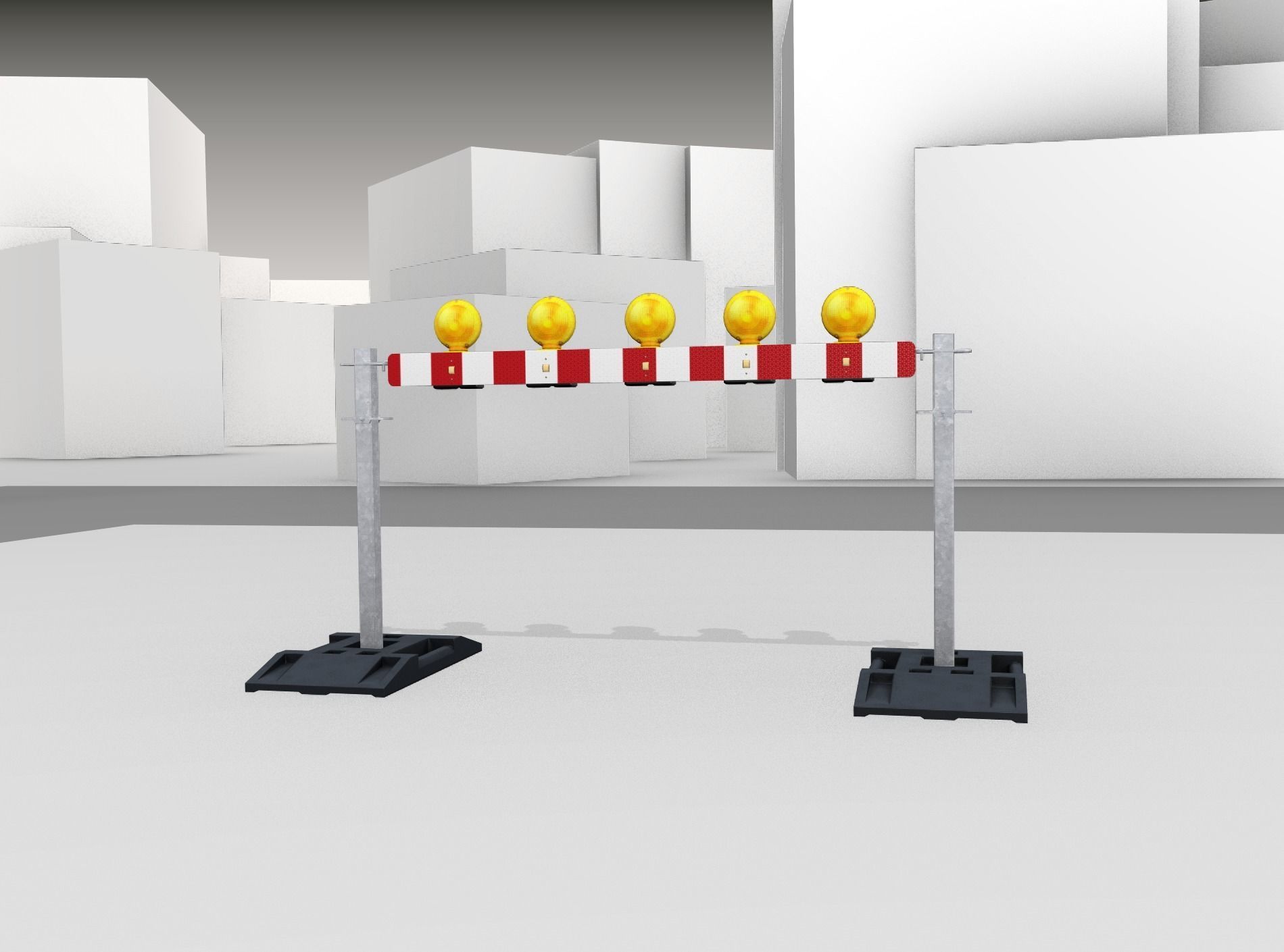 Construction Barrier 5 with warning lights 600-32 100x1600mm Low-poly 3D model_6